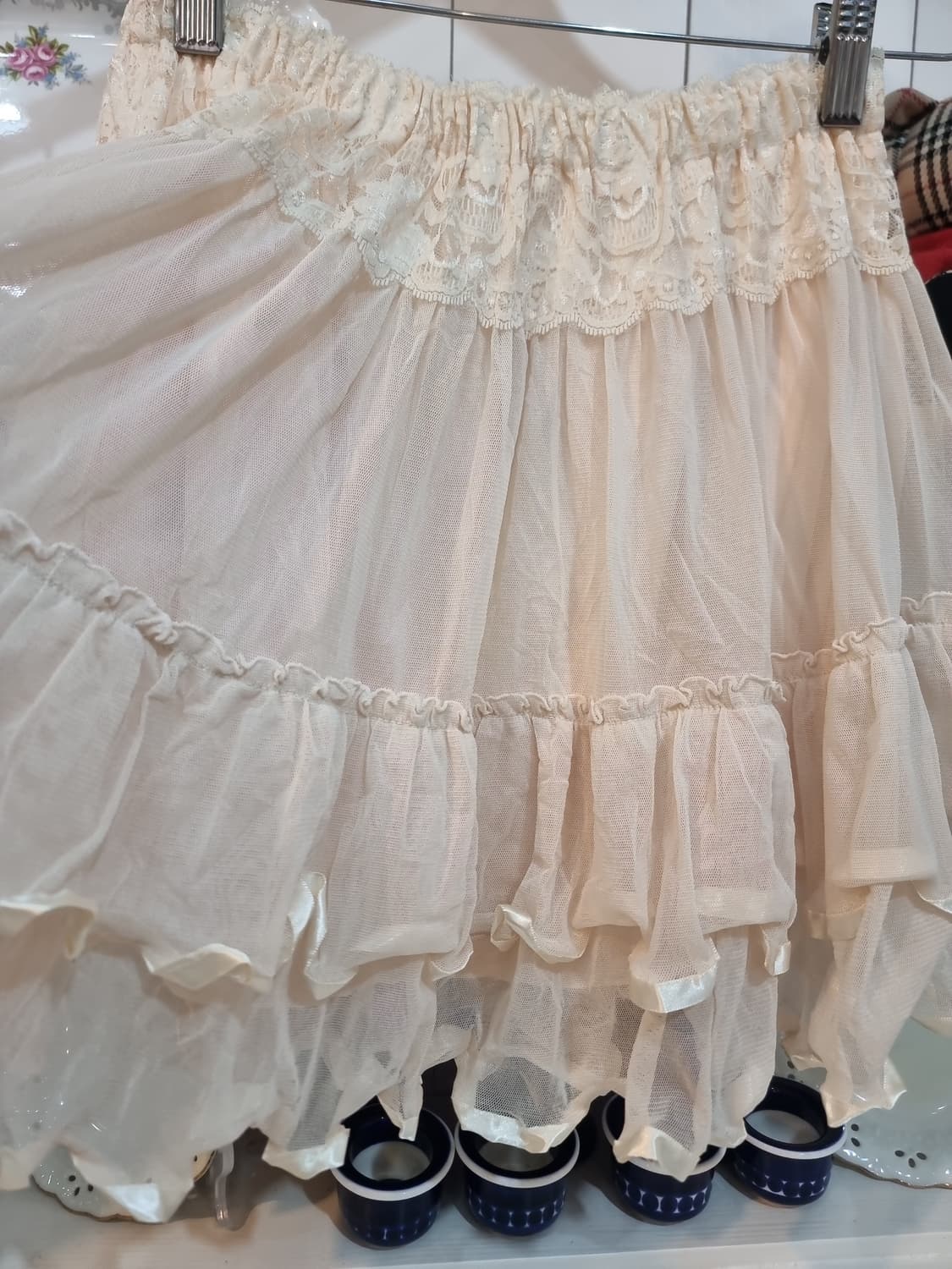 Rosita(로지타) 쉬폰 레이스 티어드 스커트 상품이미지3