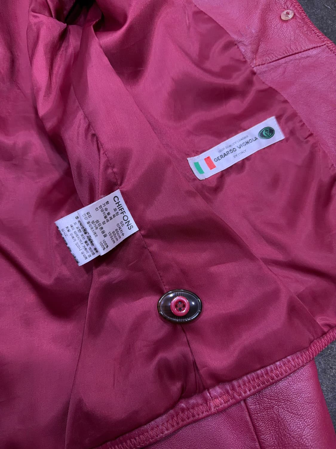 CHIFFONS 인디언 핑크 양가죽 싱글 원버튼 레더자켓 55 상품이미지10