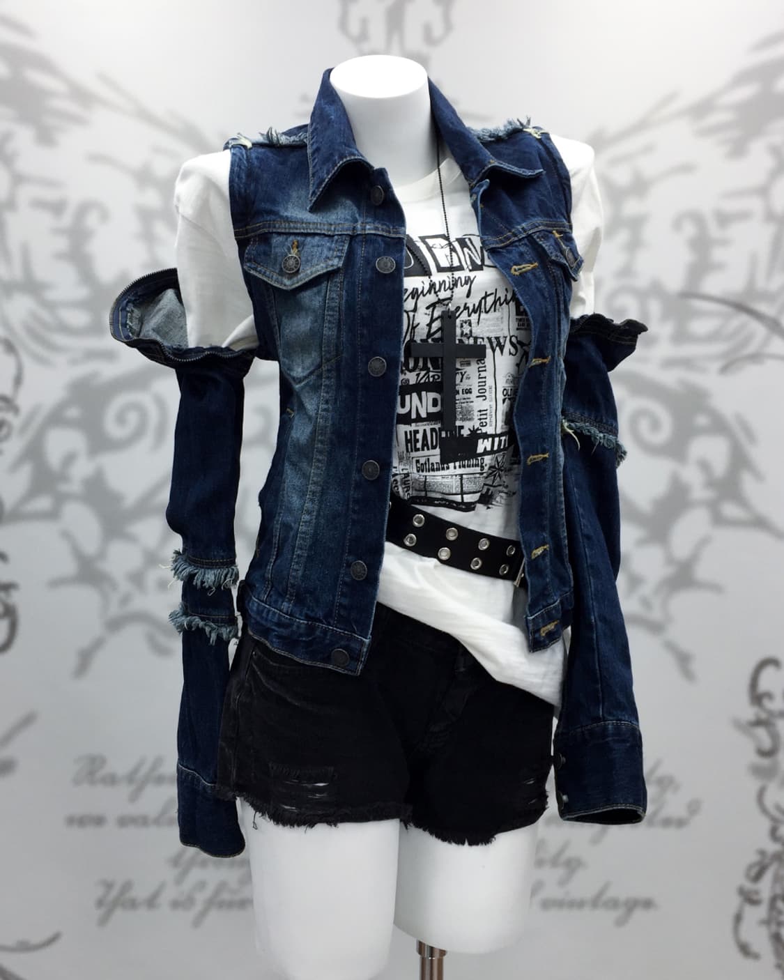 Grunge denim Covertible Jacket 상품이미지1