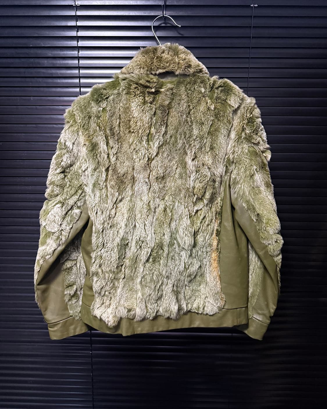 yeker 카키 렉스 털 양 가죽 믹스 퍼 자켓 밍크 여우 토끼 레더  상품이미지5