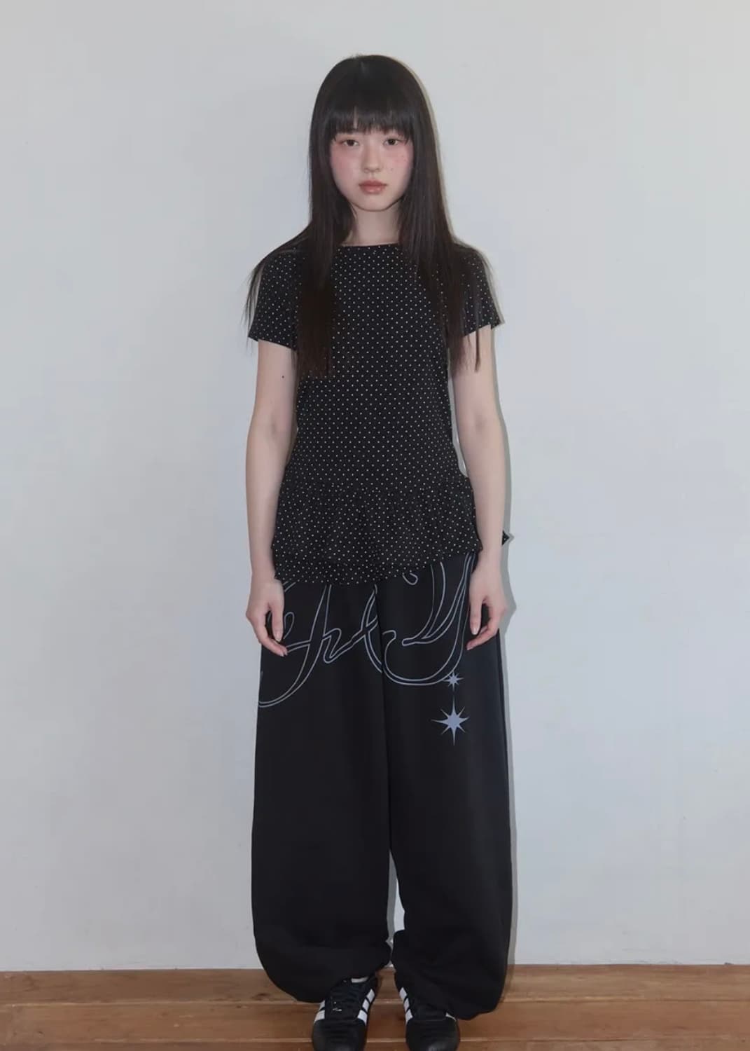 프릴 레이어드 도트 티 (BLACK) F25QB128 상품이미지1