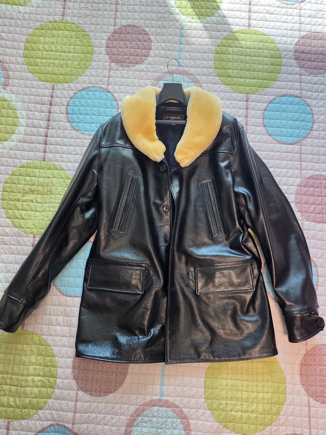 아카펠라클로딩 가죽 숄 칼라 코트 44사이즈 판매 상품이미지1