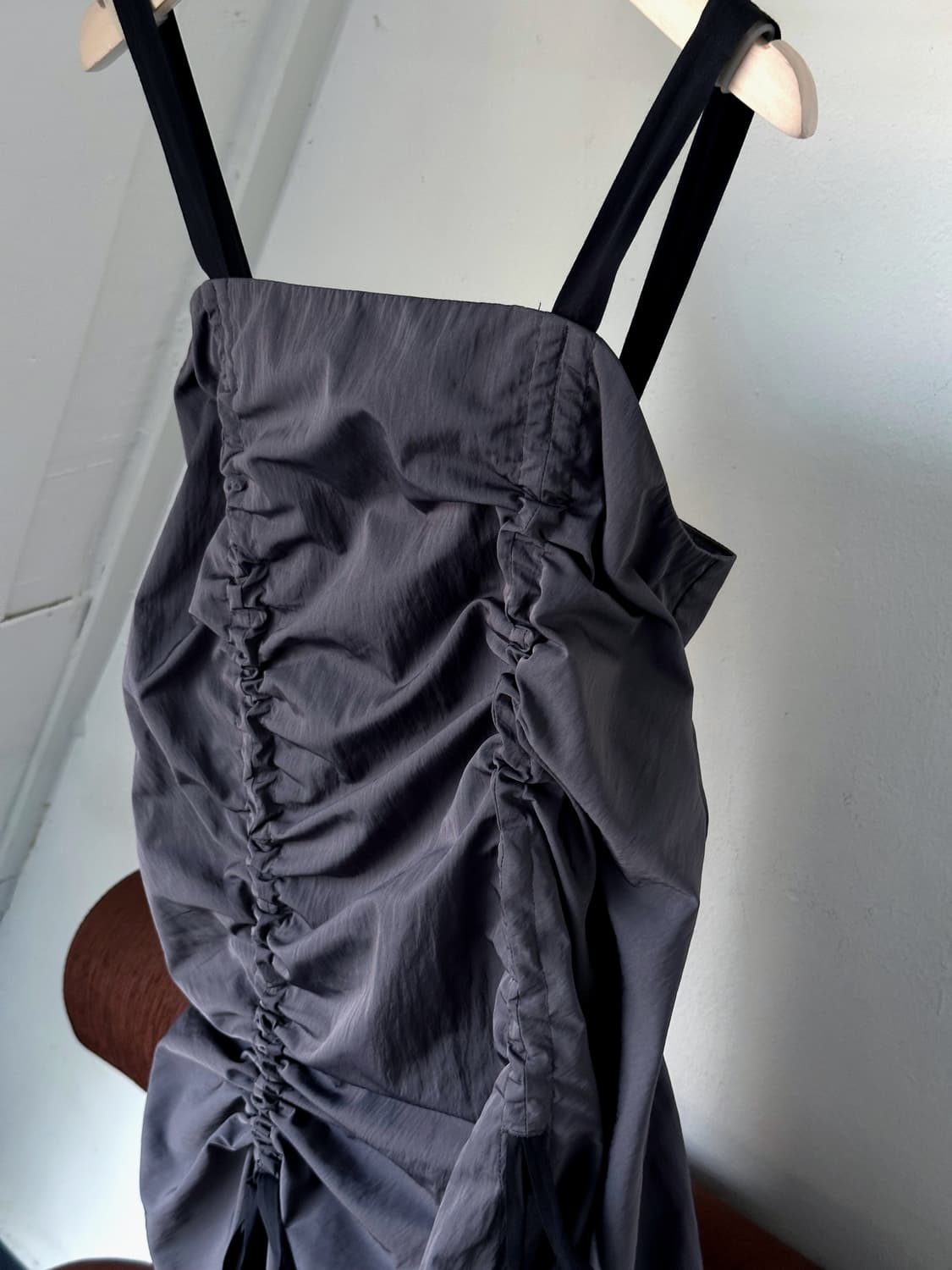 Washed poly nylon shirred design dress 상품이미지2