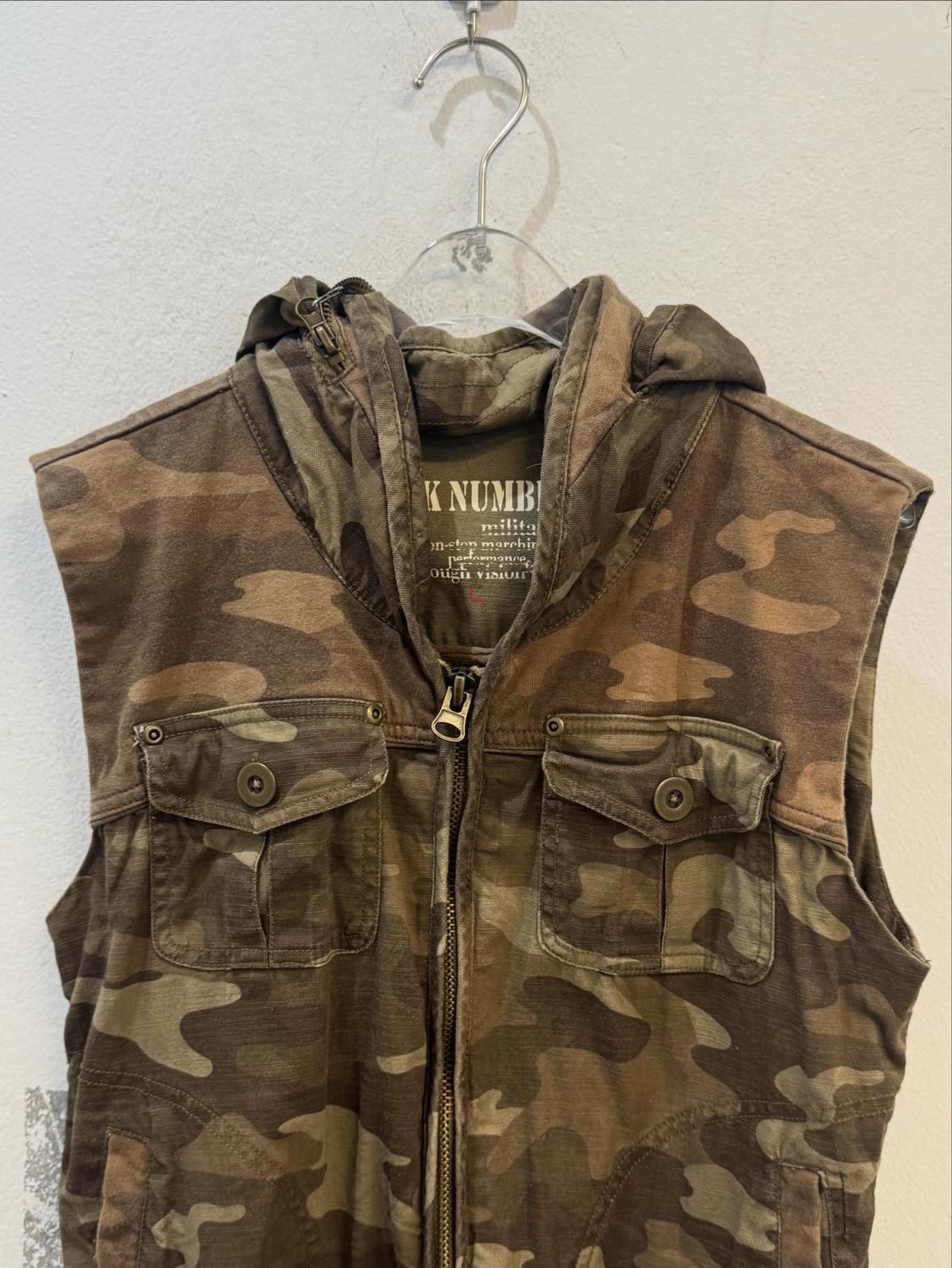 BACK NUMBER Camouflage hoodie vest 상품이미지3