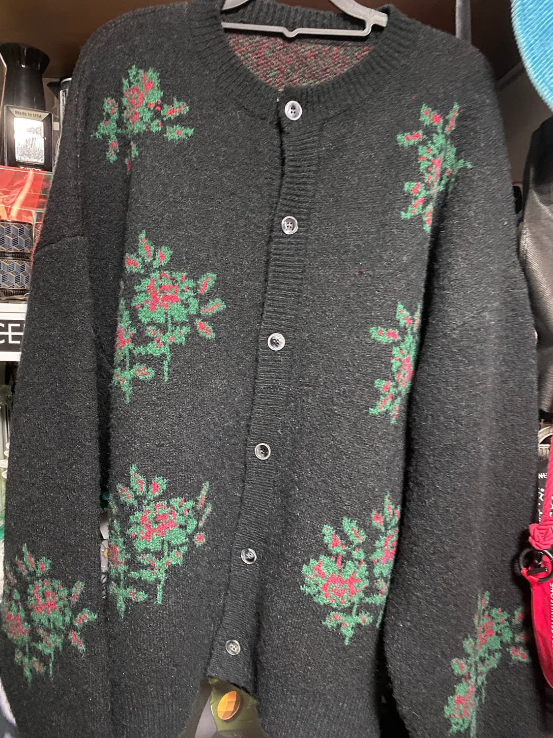 블랙 플라워 니트 가디건 프리사이즈 상품이미지1