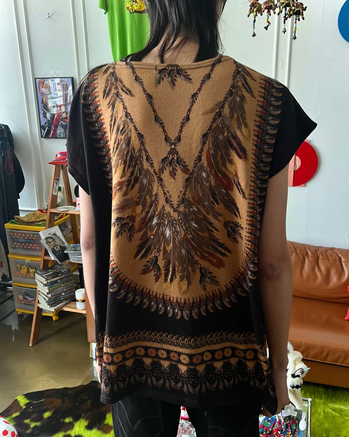 Jia You Indian Feather Print Summer Top 상품이미지3