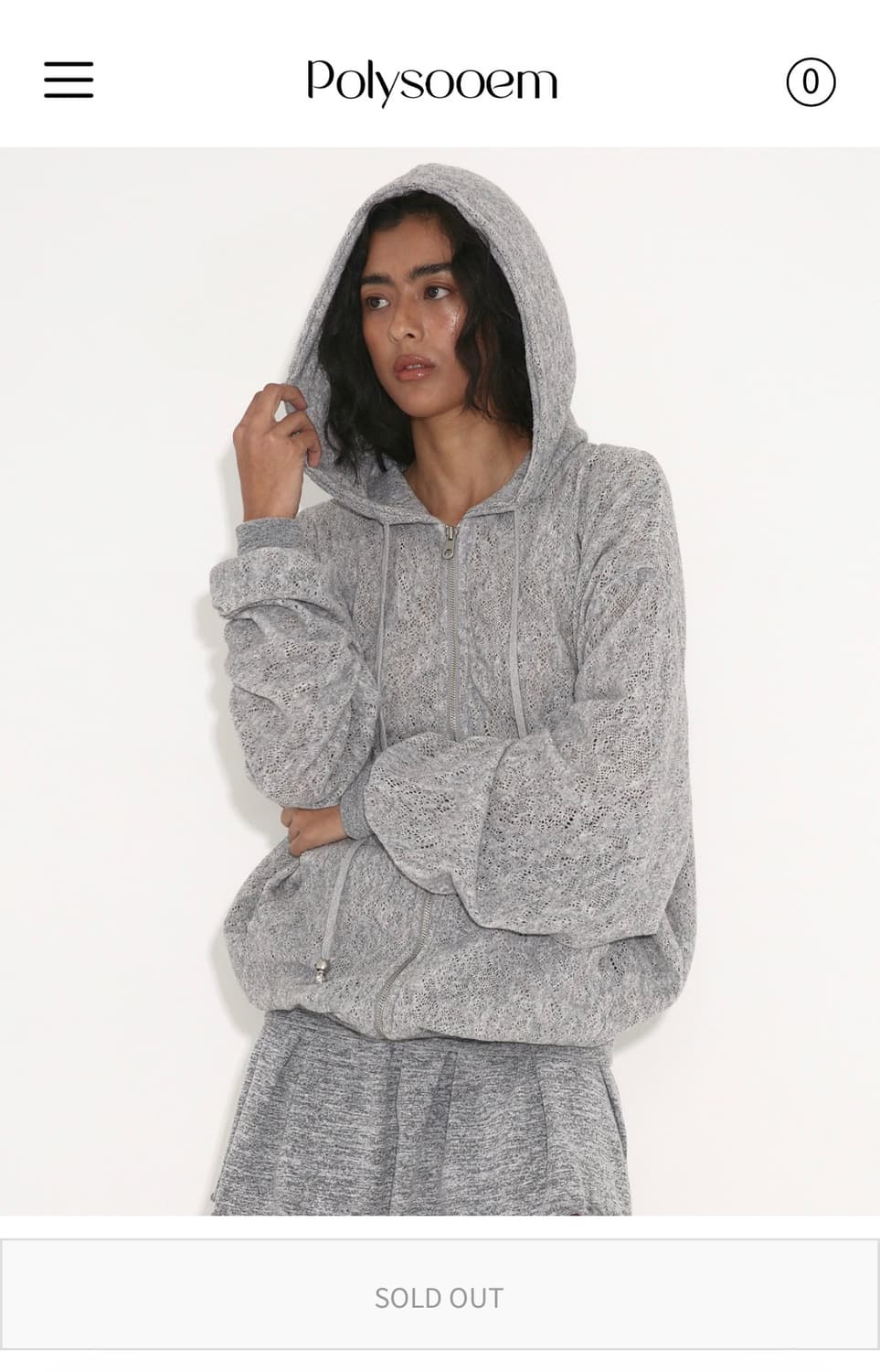 폴리수엠 후드집업 LACE BOHEMIAN HOODIE, GREY 상품이미지1