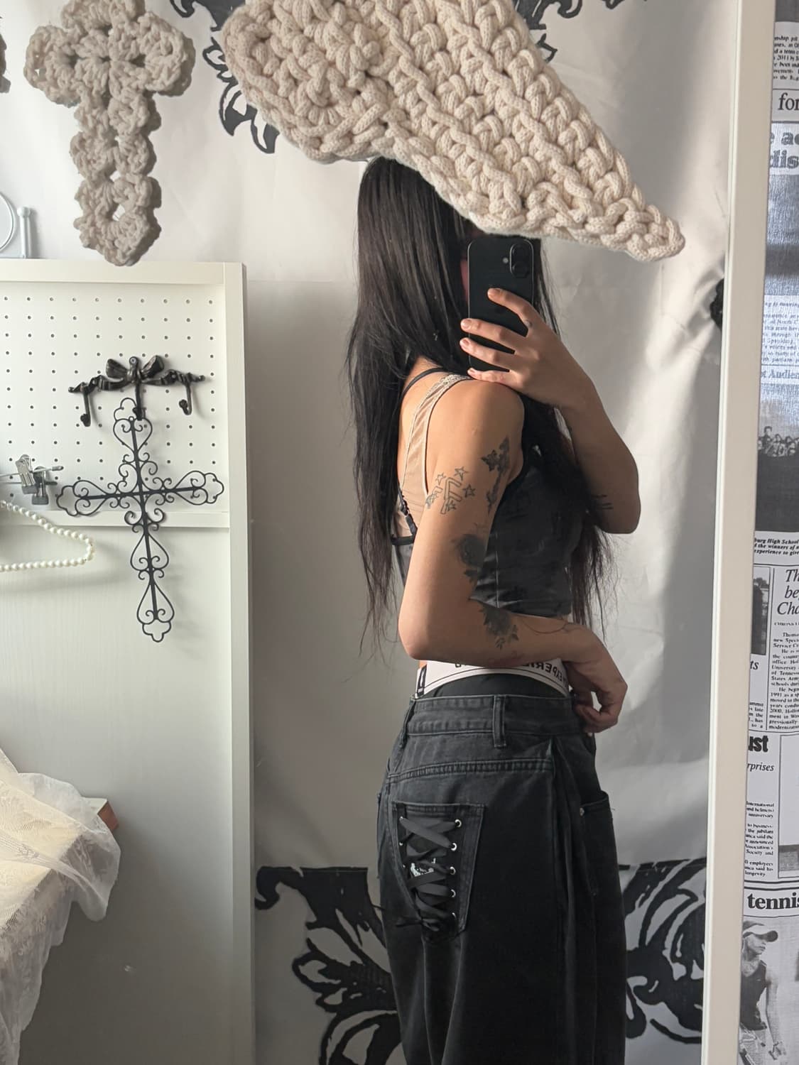 • hurtmade dark gray eyelet denim pants 상품이미지4