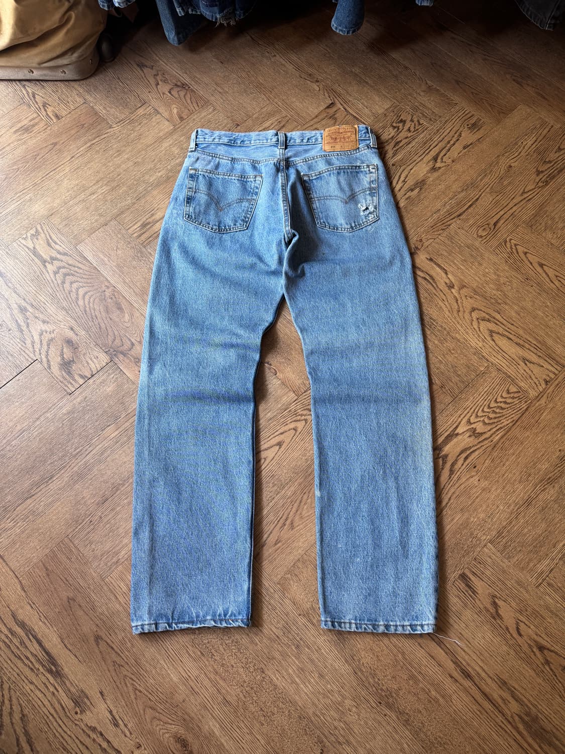 [33]90's 리바이스 Made In USA 501 리페어드 데님 팬츠 상품이미지6
