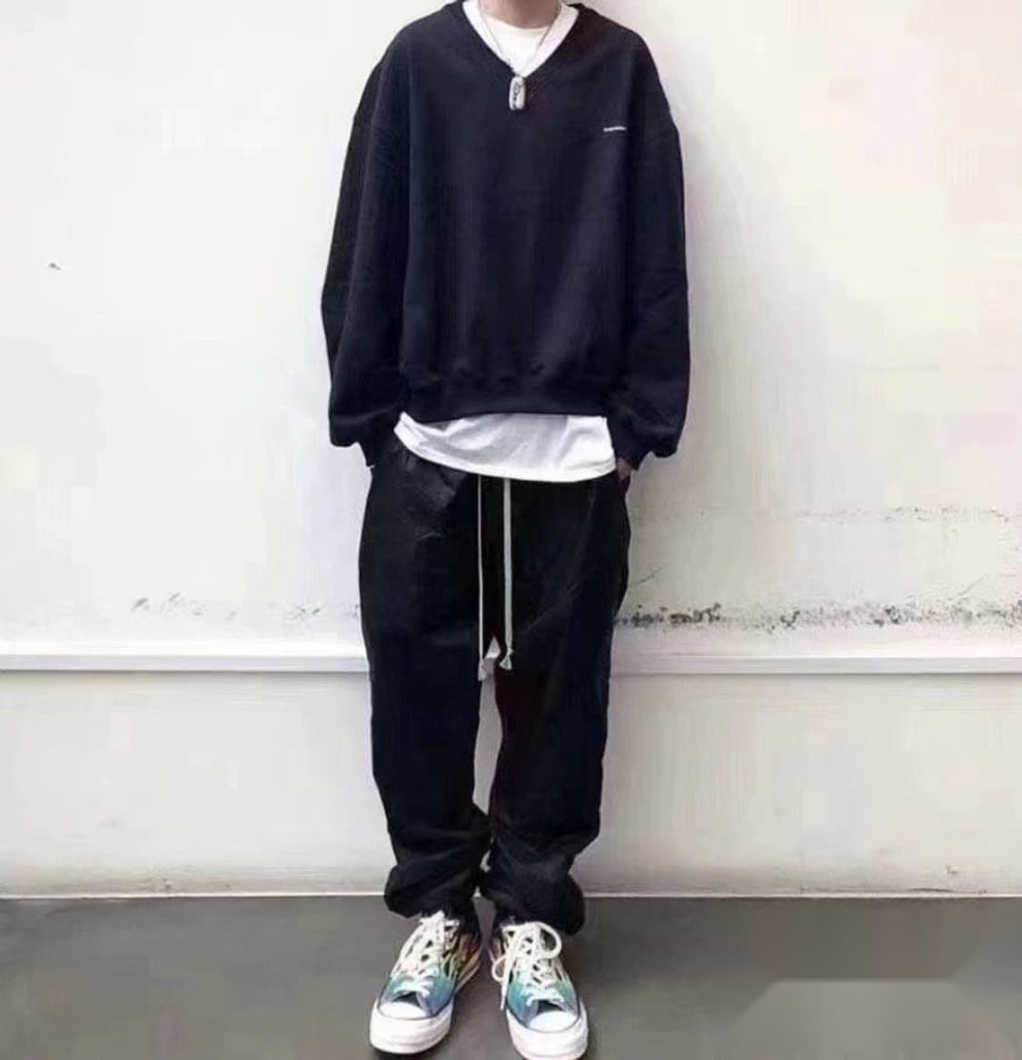 릭오웬스 드로스트링 트랙 조거 팬츠 블랙 상품이미지1