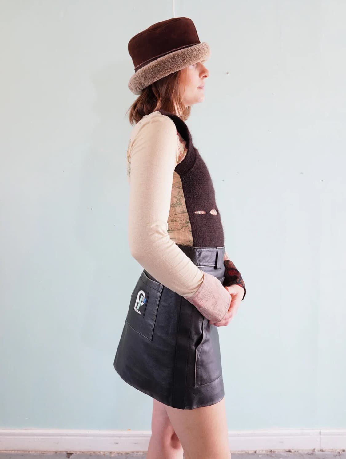 PRADA 프라다 미니 스커트(레더-칼프스킨)40 사이즈-해외발송 상품이미지3