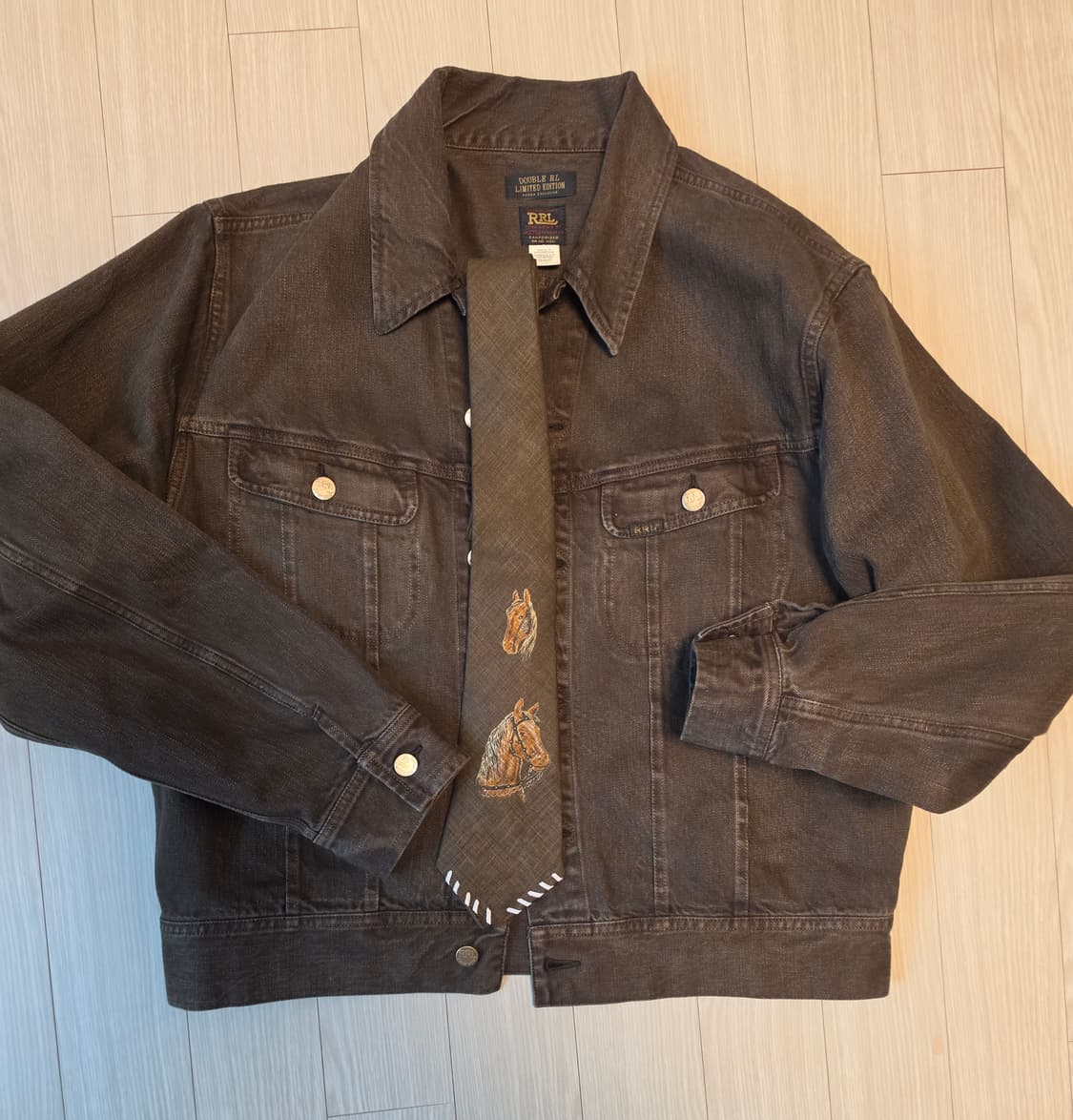 더블알엘 rrl 핸드메이드 홀스프린트 리넨 타이 상품이미지3