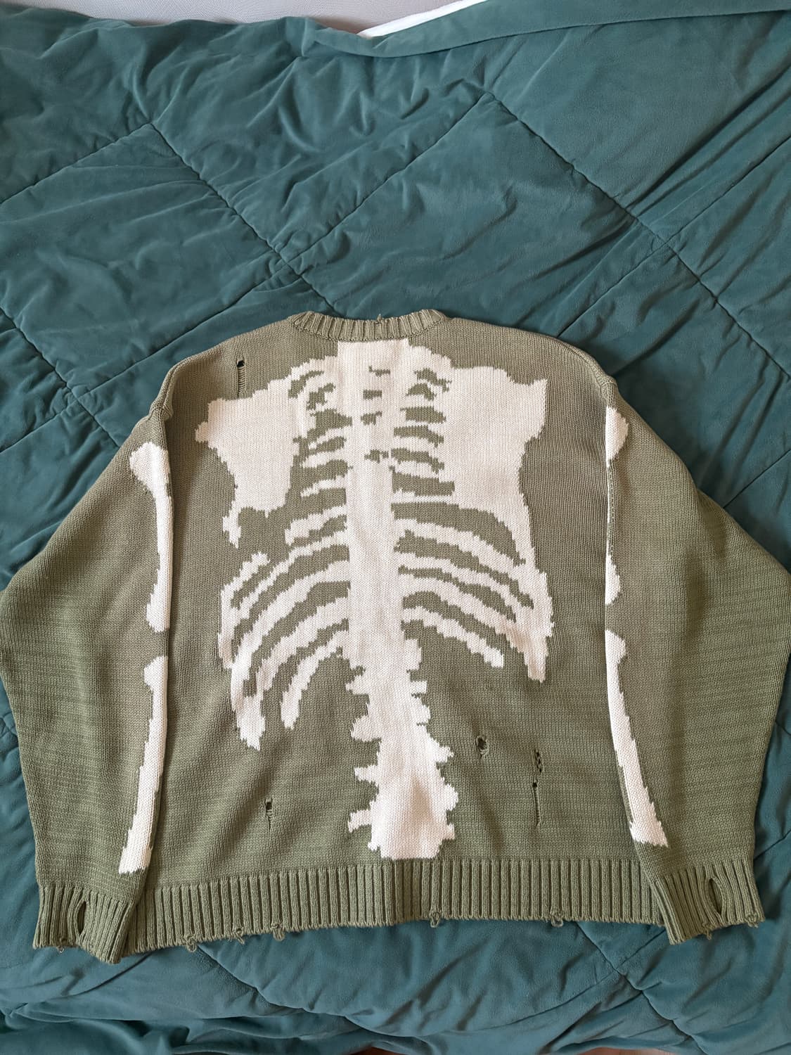 캐피탈 5g 코튼 본 크루넥 니트 카키 상품이미지3