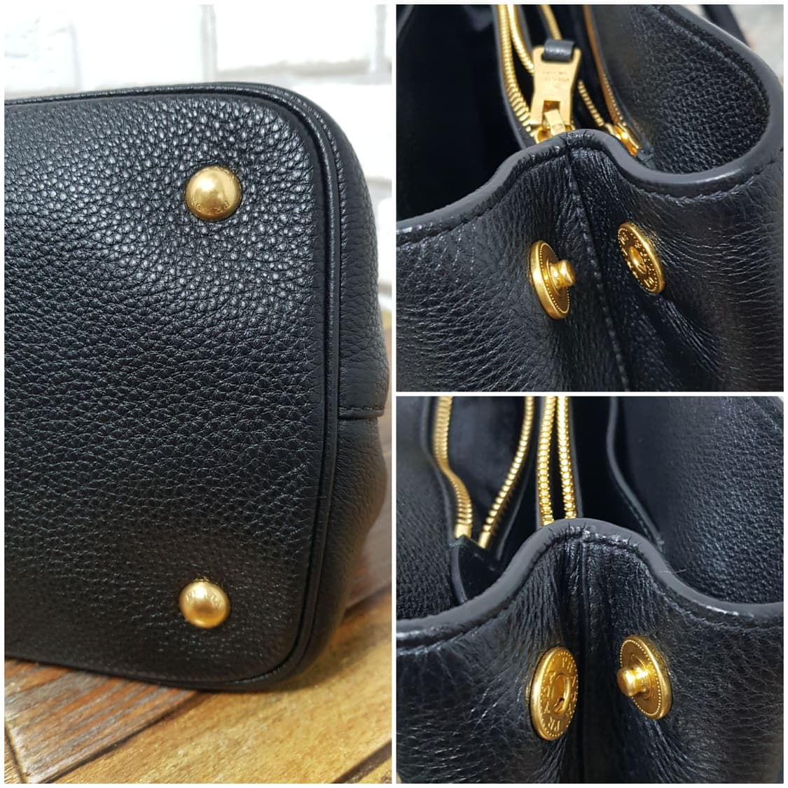 [정품] 프라다 비텔로 피닉스 금장 블랙 토트백 상품이미지9