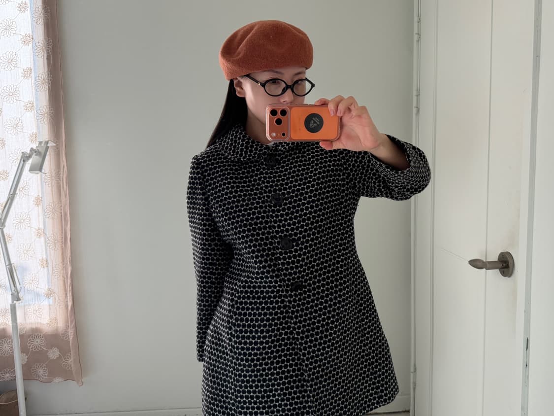 일본빈티지 울100% 오렌지 베레모 상품이미지2