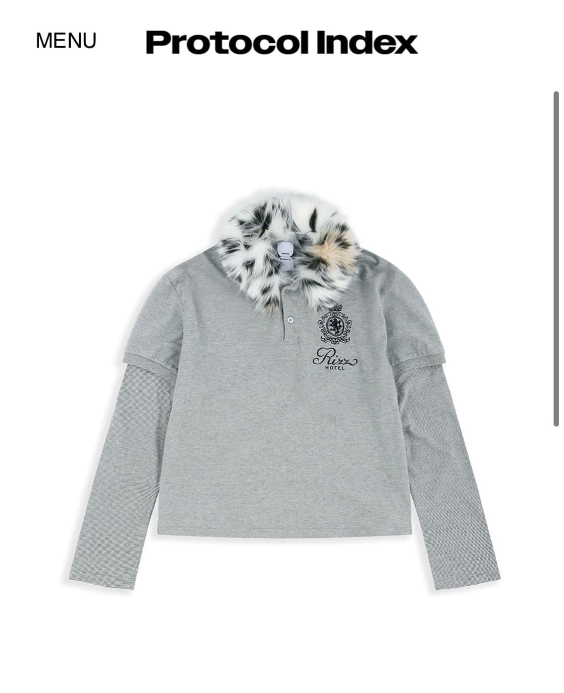 Protocol Index 레이어드 폴로 셔츠 그레이 1사이즈 상품이미지1