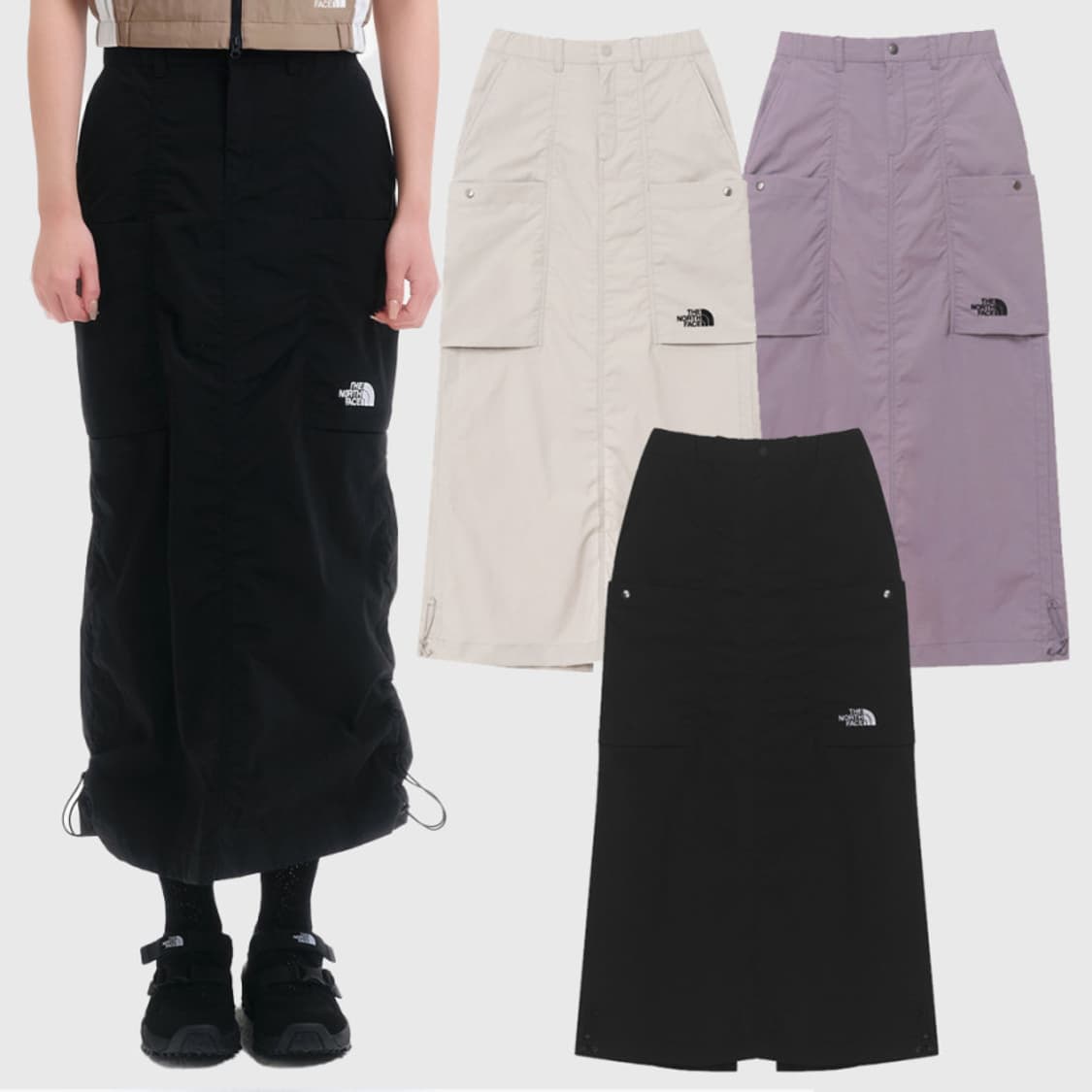 노스페이스 여성 롱 치마 H라인 셔링 닐턴 상품이미지1