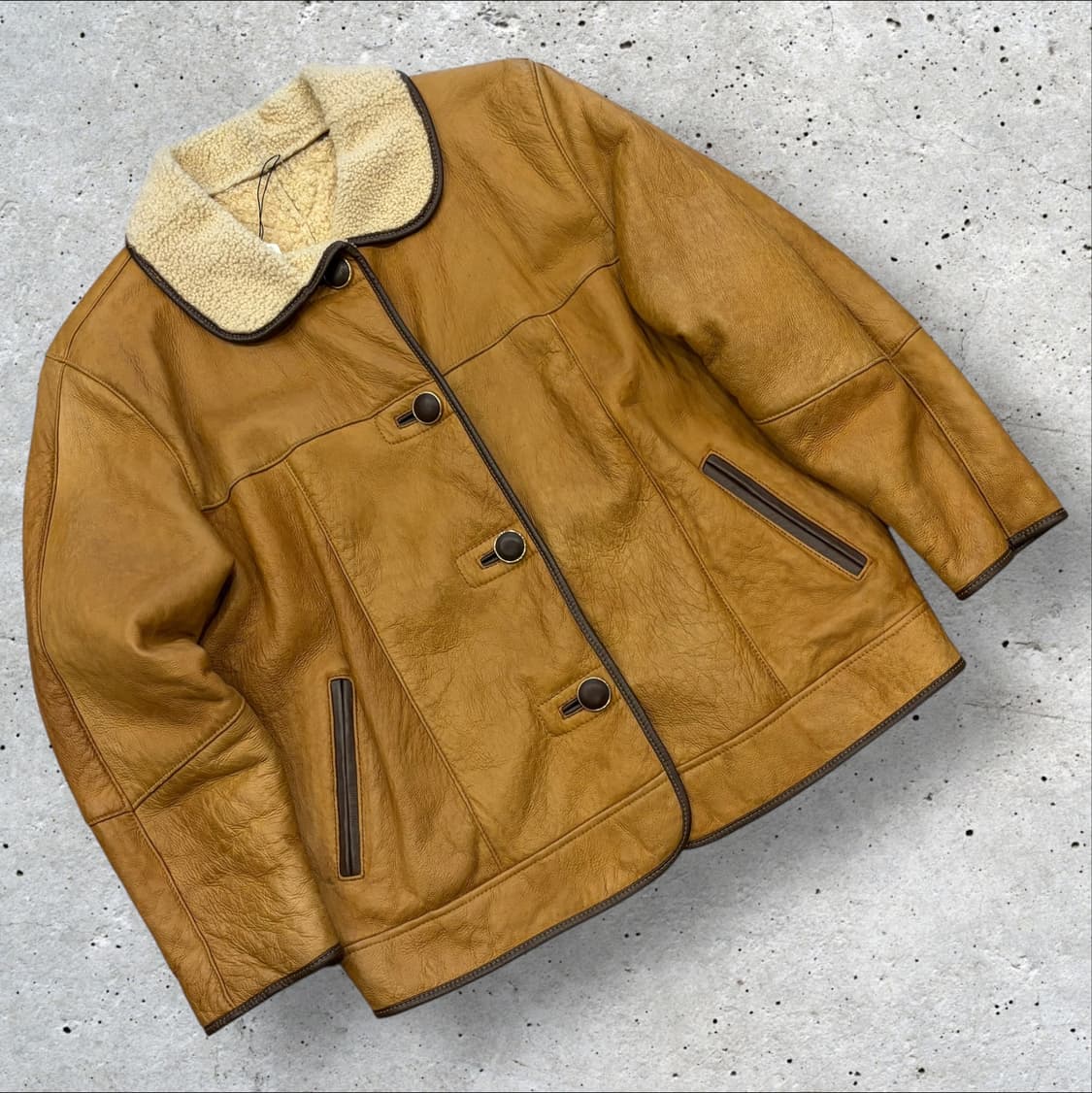 [L] ARIES SLINK SKIN 양가죽 레더 자켓 브라운 D97 상품이미지1