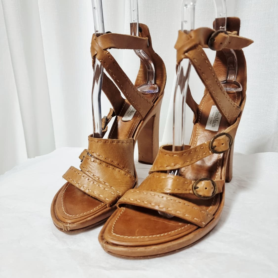 막스마라 가죽 샌들 레더 오픈토힐 하이힐 슈즈 (250) 이태리메이드 상품이미지2