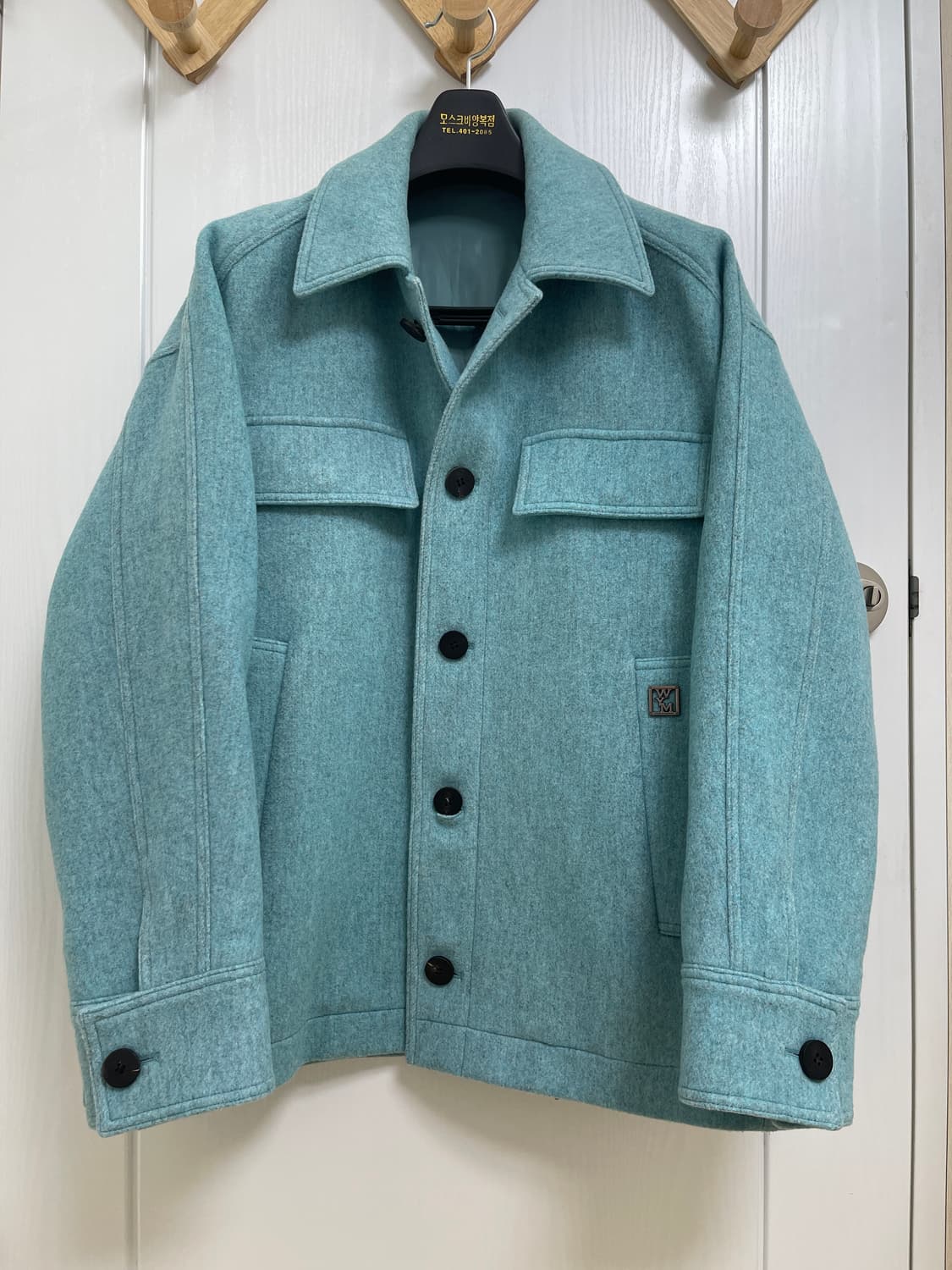 우영미 블루 울 하프 코트 상품이미지1