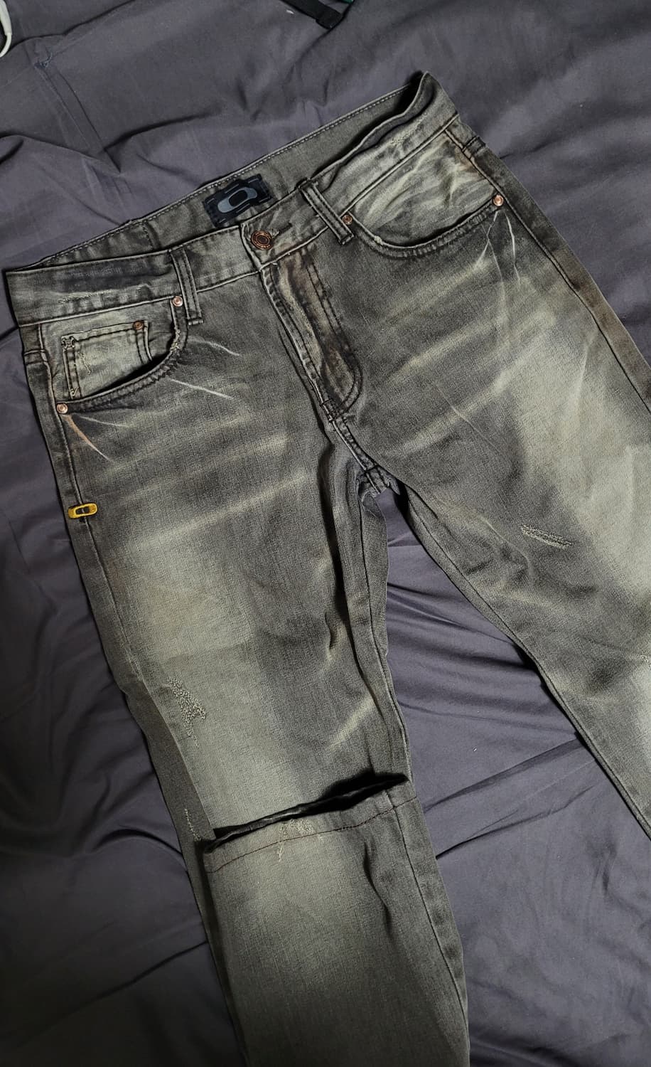 Oakley 회색 워싱 데미지 데님 팬츠 상품이미지1