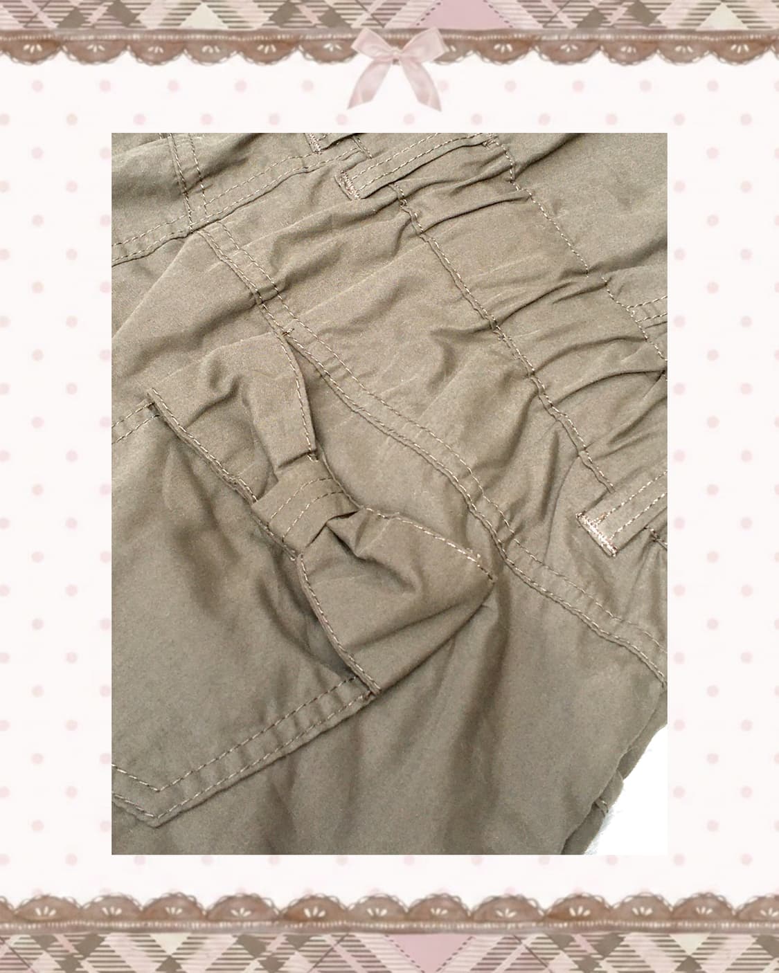 카키 리본 슬리브리스 숏 점프슈트 상품이미지3