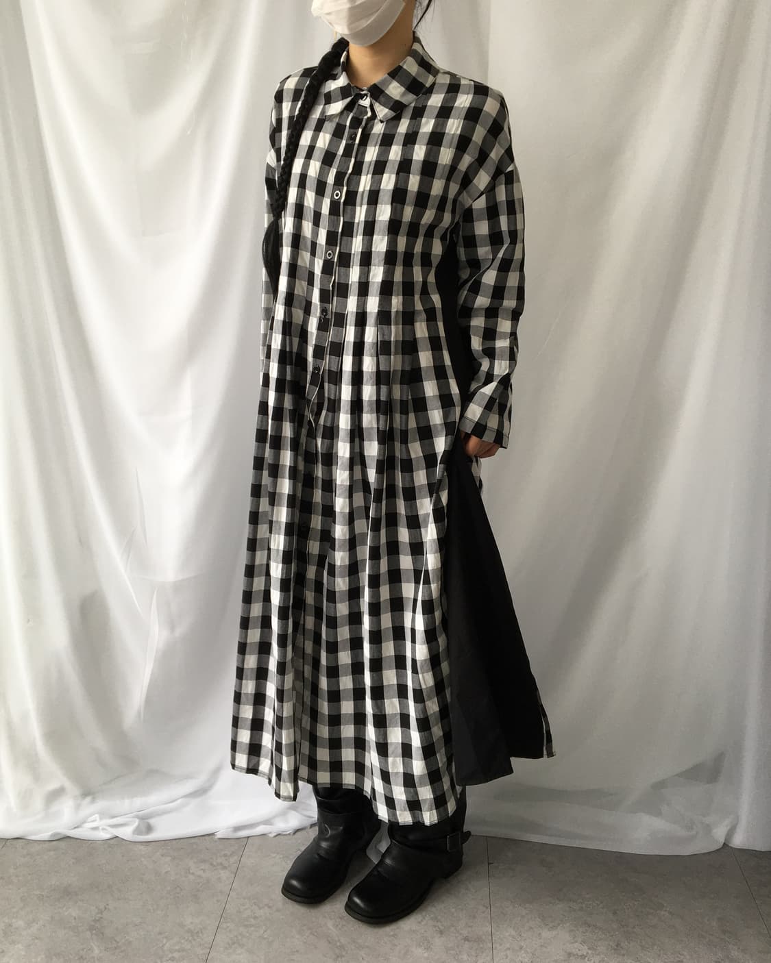 Flare line point check pattern shirt lon 상품이미지9