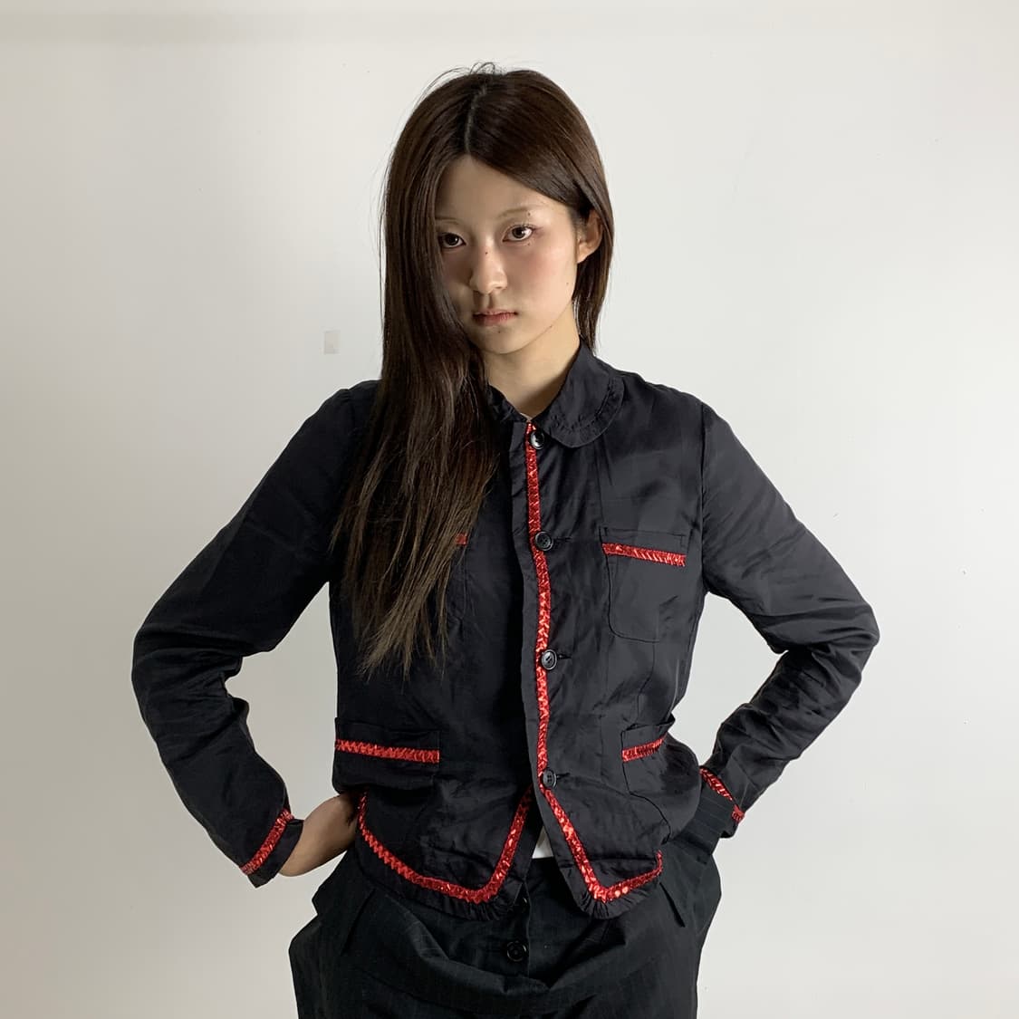 꼼데가르송 로브드샹브레 리본 콘페티 트리밍 자켓 상품이미지2