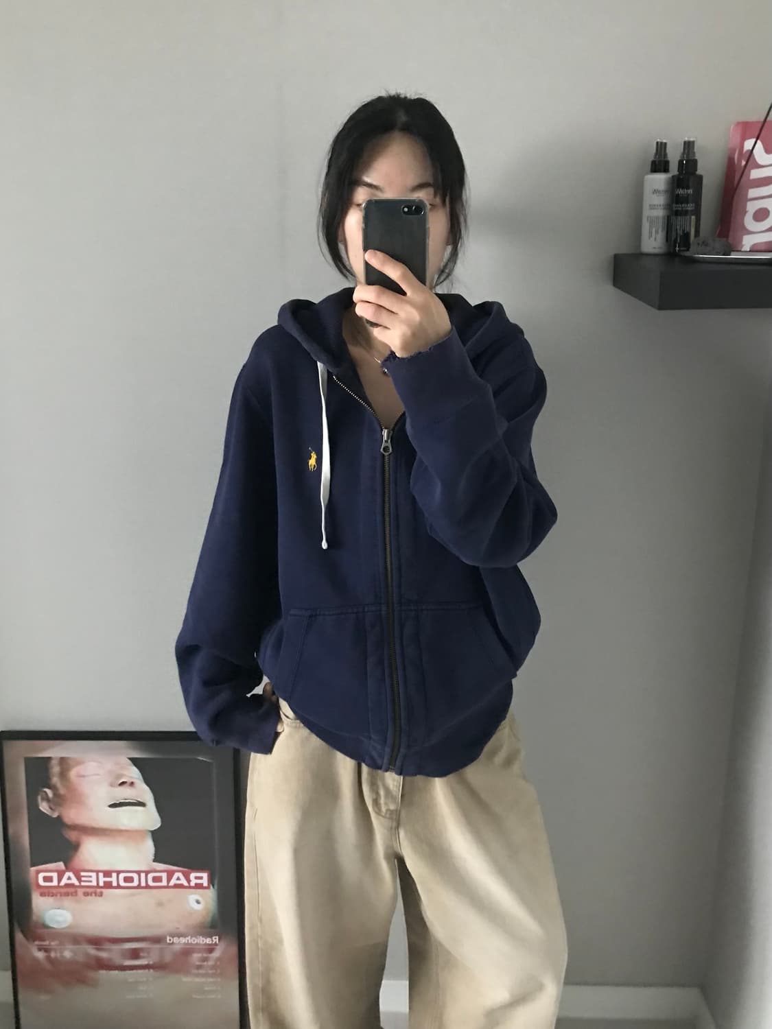 폴로 랄프로렌 포니로고 써멀 헤비 후드집업 네이비 상품이미지1