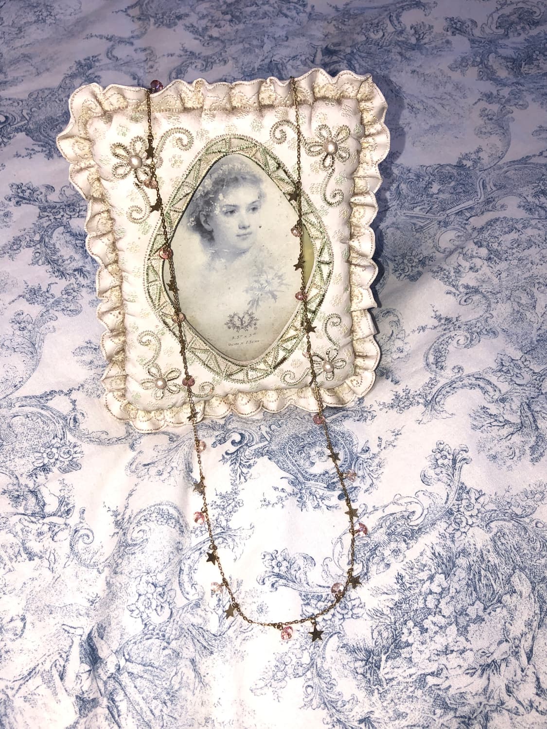 Vintage Rosette pink star drop Necklace 상품이미지2