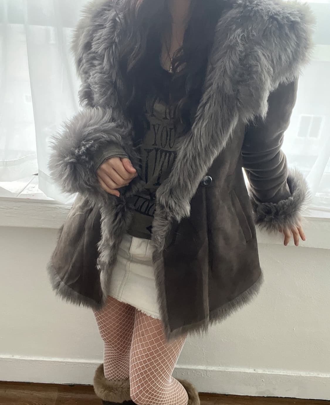 Sheep Skin Long Mustang Grey 상품이미지2