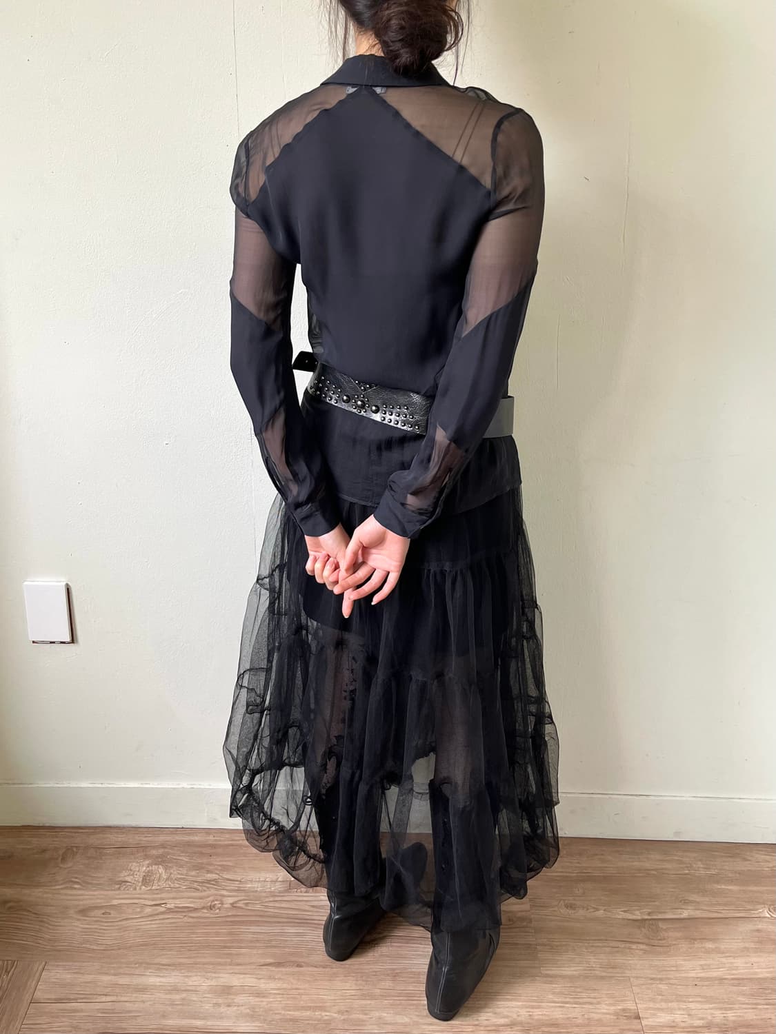 VERSACE 블랙 시스루 셔츠 상품이미지7