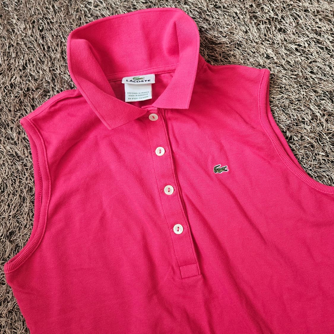 라코스테(Lacoste) 핑크 슬리브리스 PK 폴로 티셔츠 38 상품이미지2