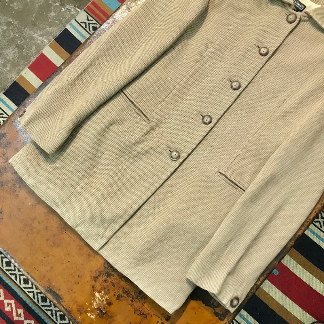 조지오 아르마니 풀버튼 와이드카라 베이지 자켓 여성 44 55 사이즈 상품이미지3