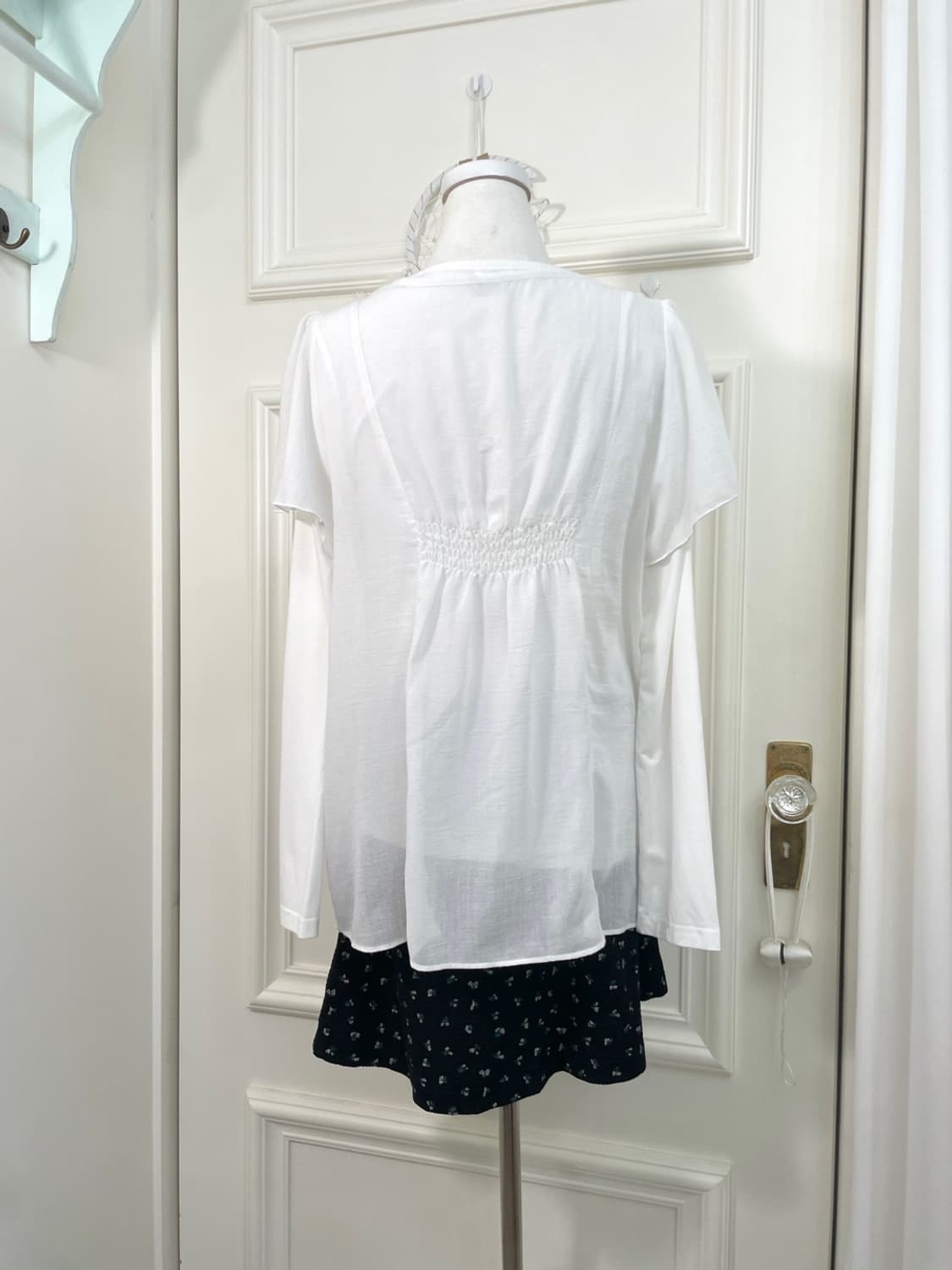 white lace point puff blouse&beads shirr 상품이미지3