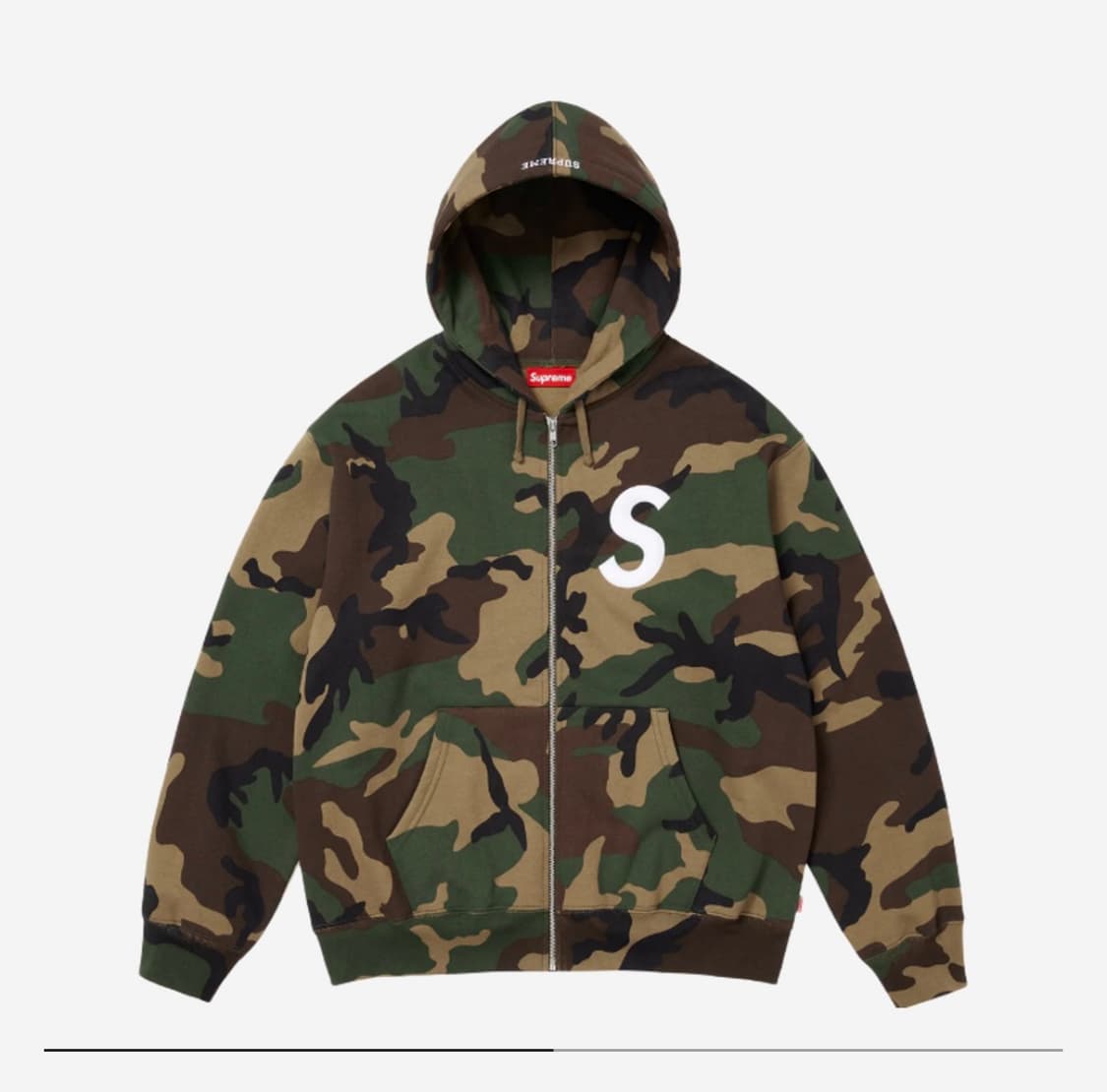 [XL > L 교환 가능] 슈프림 S로고 후드 집업 카모 25FW 상품이미지1