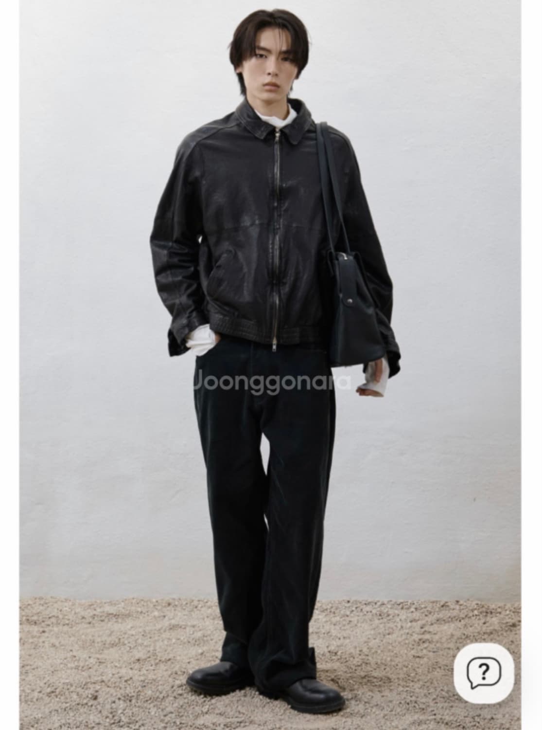 유스 워시드 레더 블루종 L사이즈 판매 상품이미지1