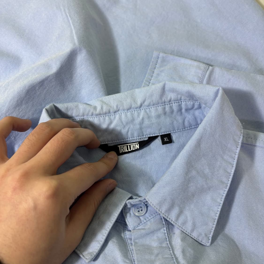 XL 트릴리온 스카이블루 원포켓 오버핏 셔츠 상품이미지4