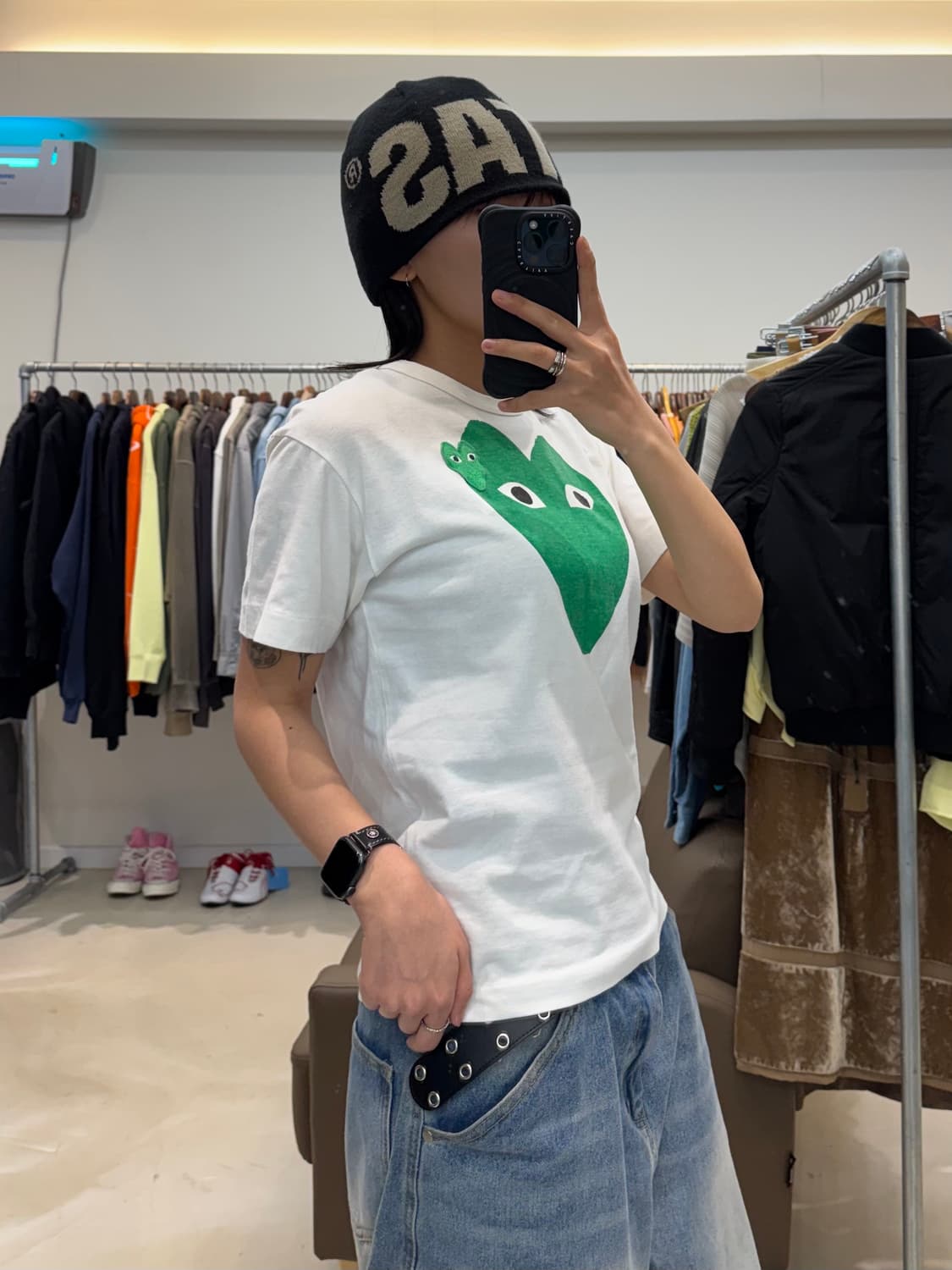 꼼데가르송 그린 더블 하트 티셔츠 상품이미지7