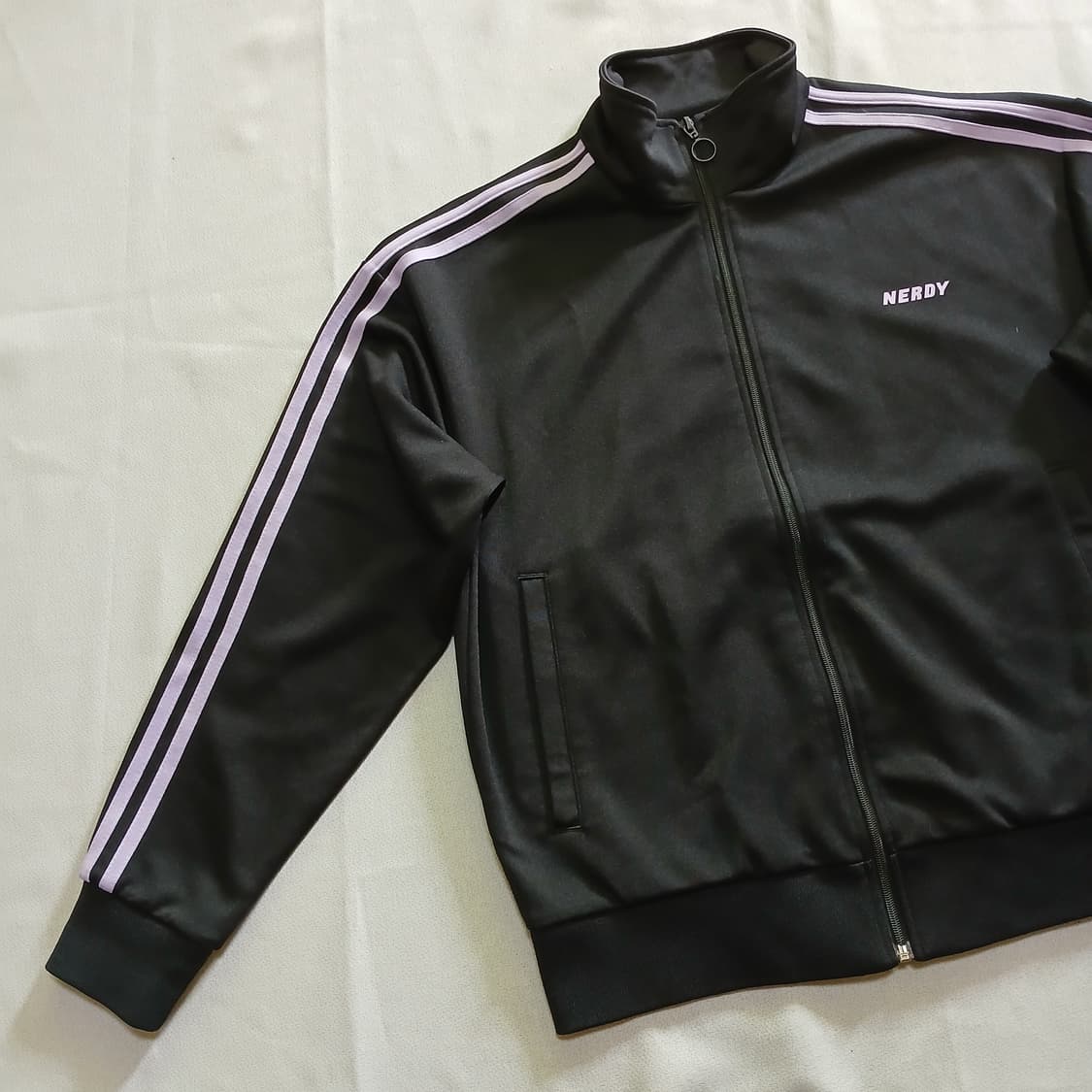 Nerdy 널디 블랙 연보라 져지 트랙탑 자켓 상품이미지5