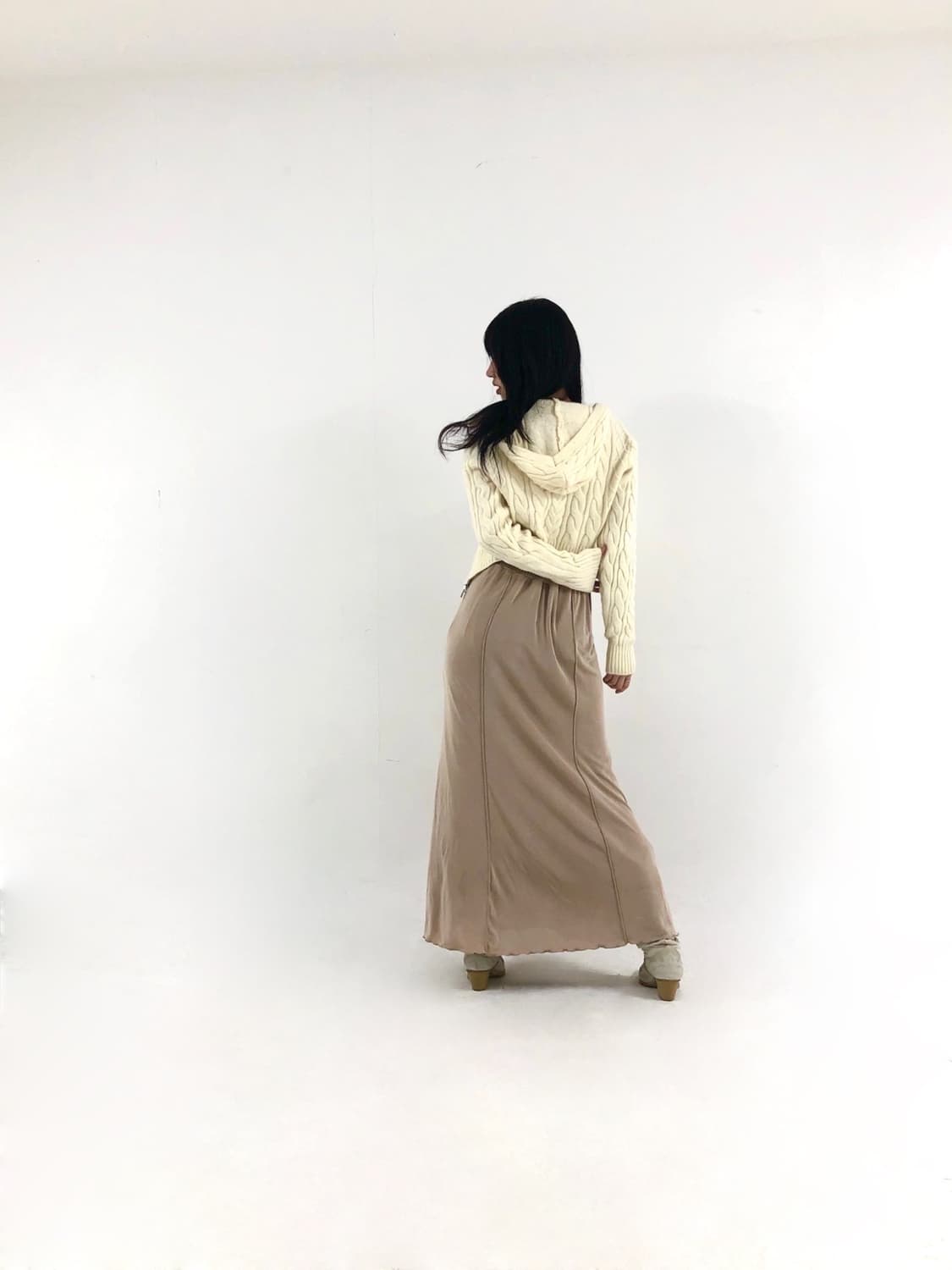 Twist Knit Ivory Hooded Zip-Up  상품이미지3