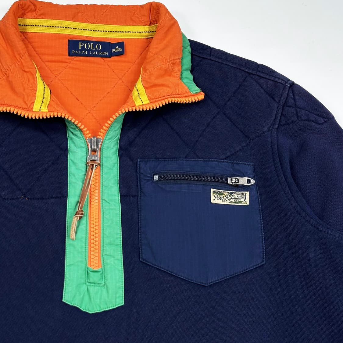 폴로 랄프로렌 퀼팅 성조기 반집업 맨투맨 네이비 M 상품이미지3