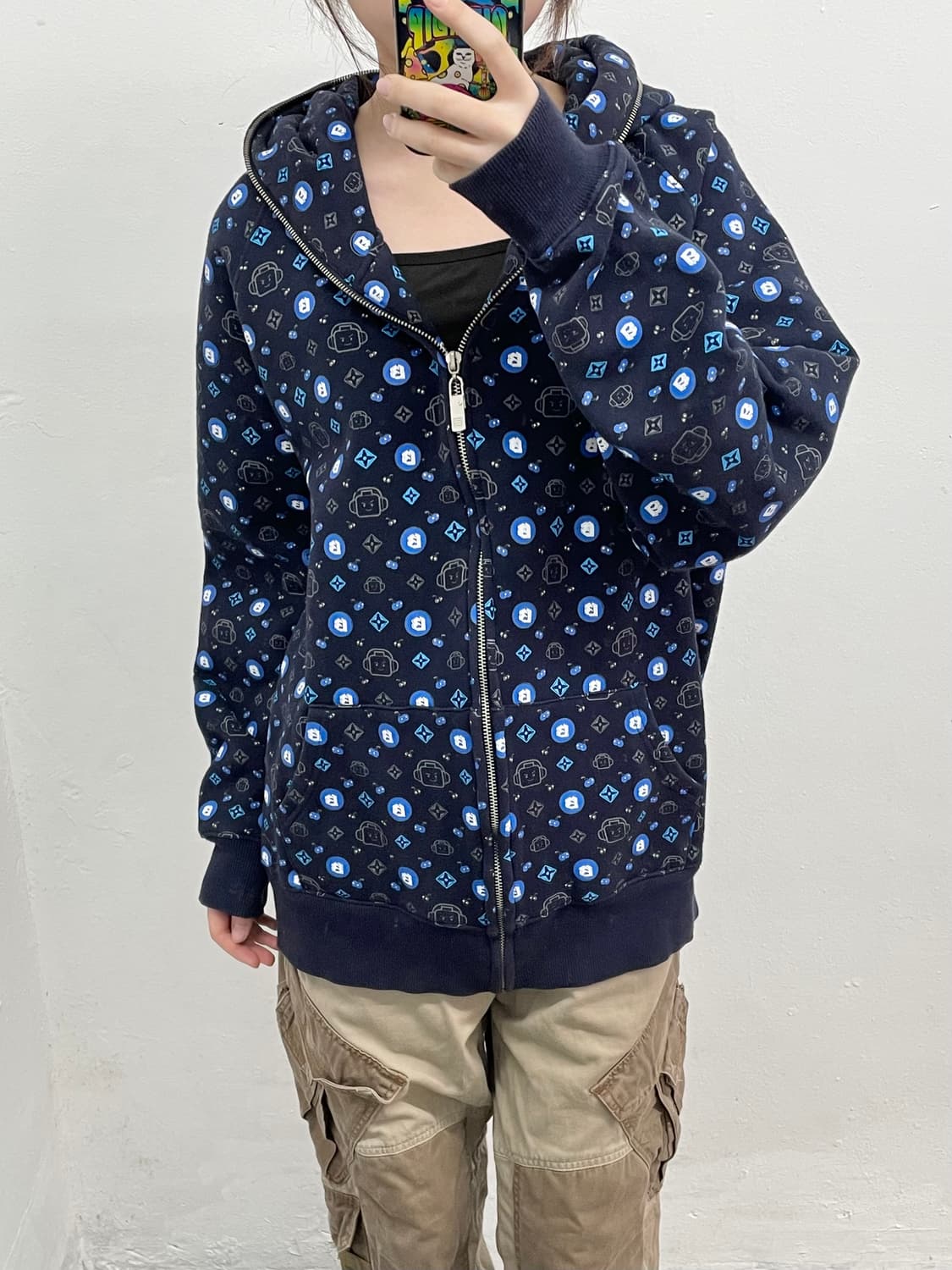 뱅크 모노그램 패턴 헤비 후드집업 상품이미지5