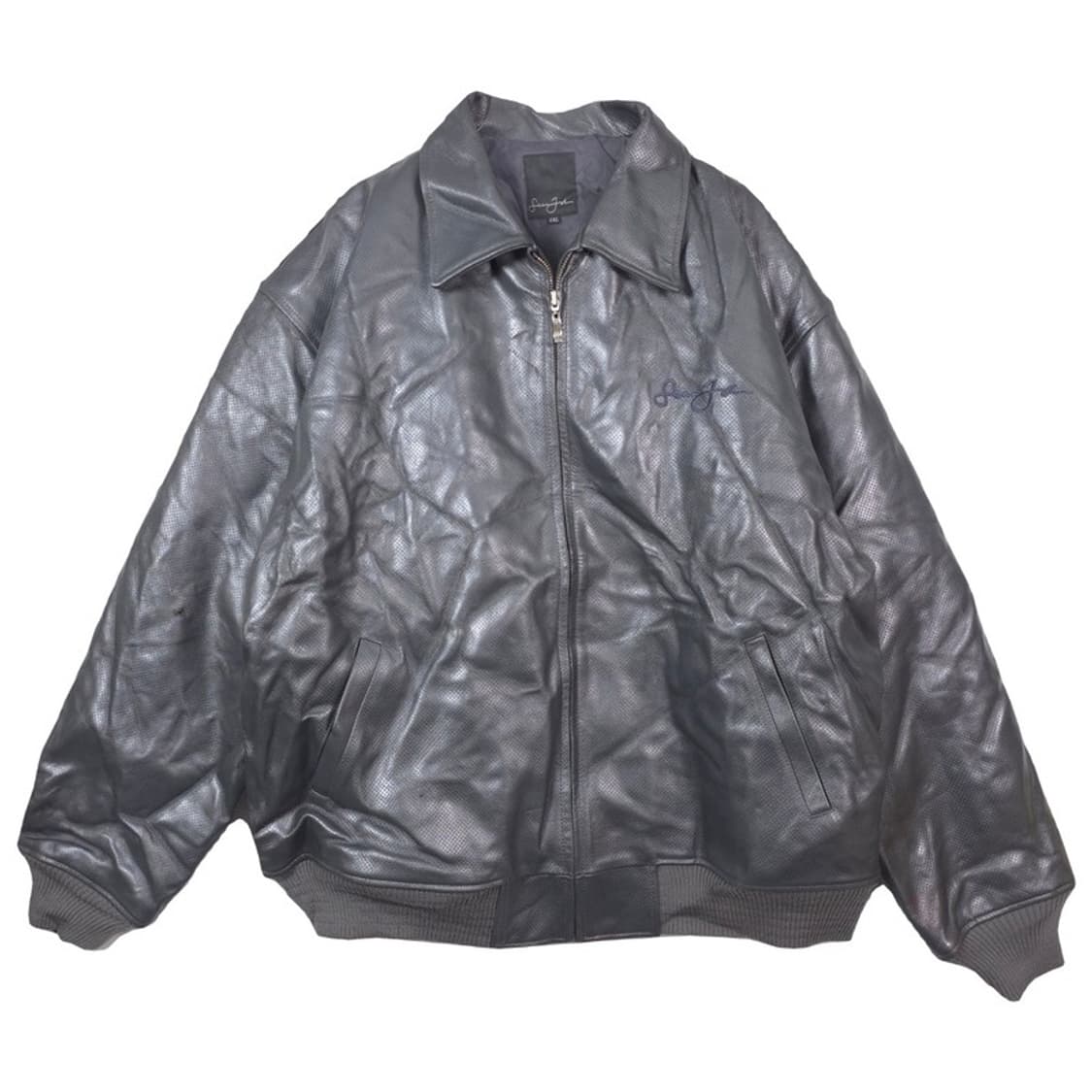 션존 Y2K 올드스쿨 펀칭 리얼 레더 자켓 XXL 상품이미지1