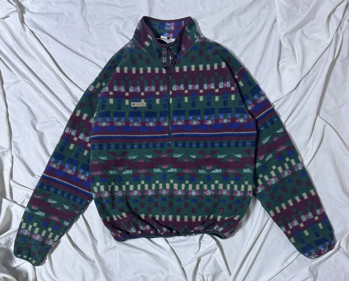 90s usa 컬럼비아 아즈텍 패턴 플리스 네이티브 아메리칸 상품이미지1