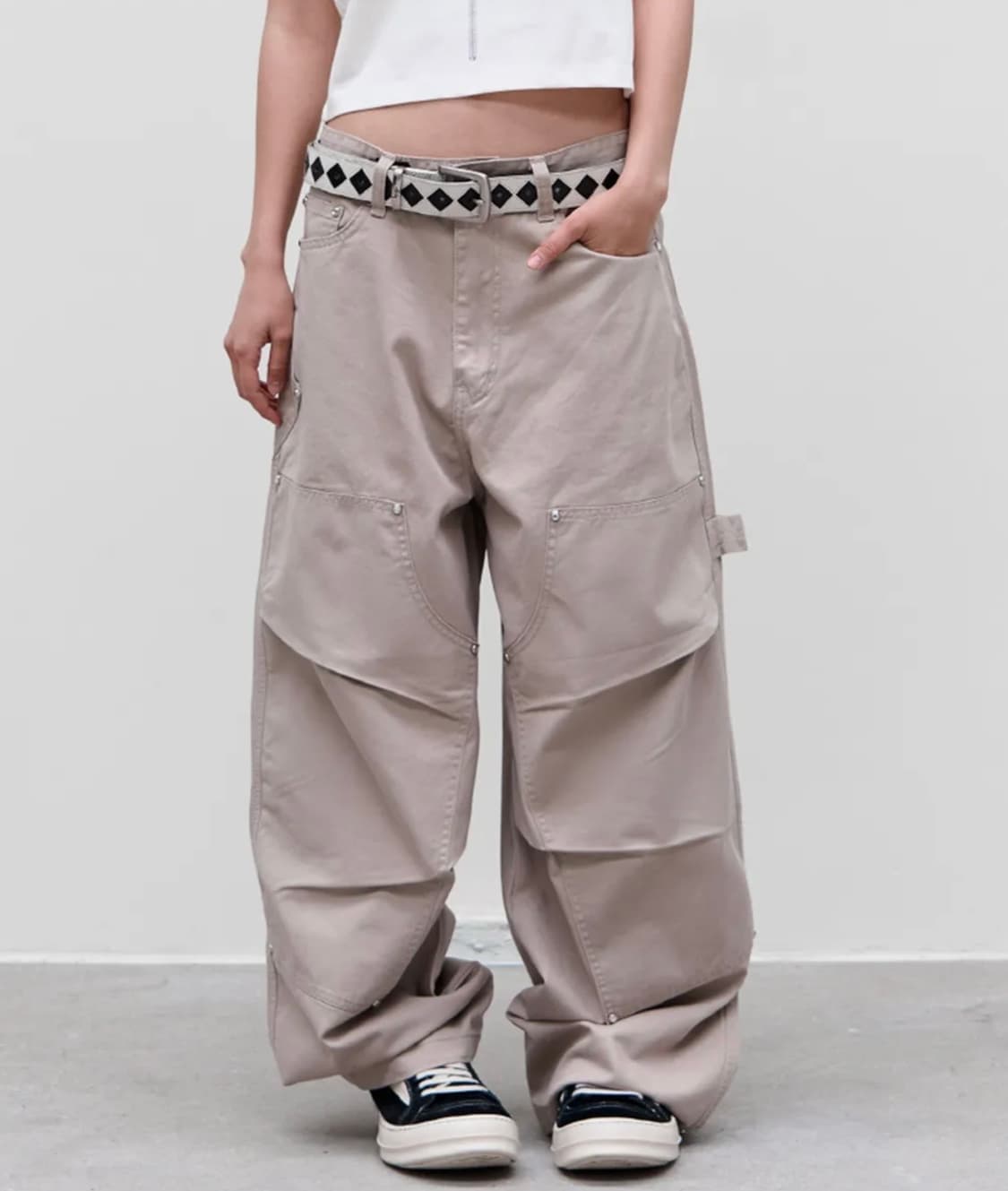 9999아카이브 주얼리 리벳 더블니 팬츠 상품이미지1