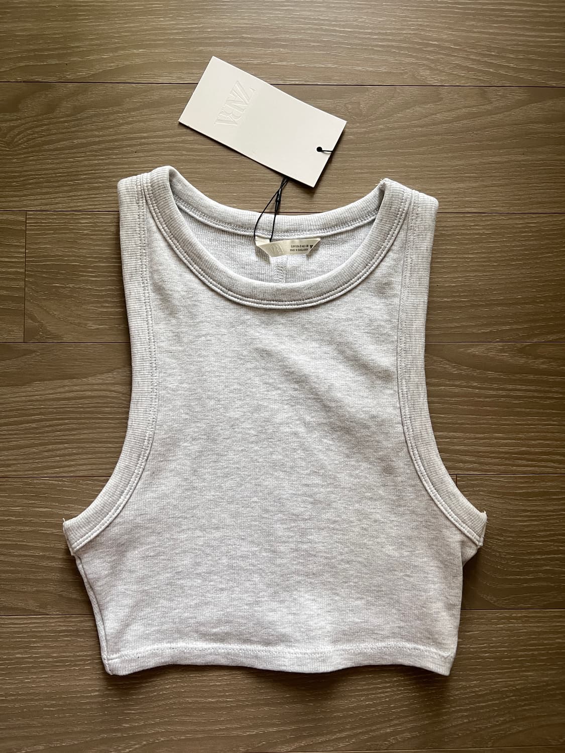 새상품 자라 크롭슬리브리스탑 멜란지 그레이 상품이미지1