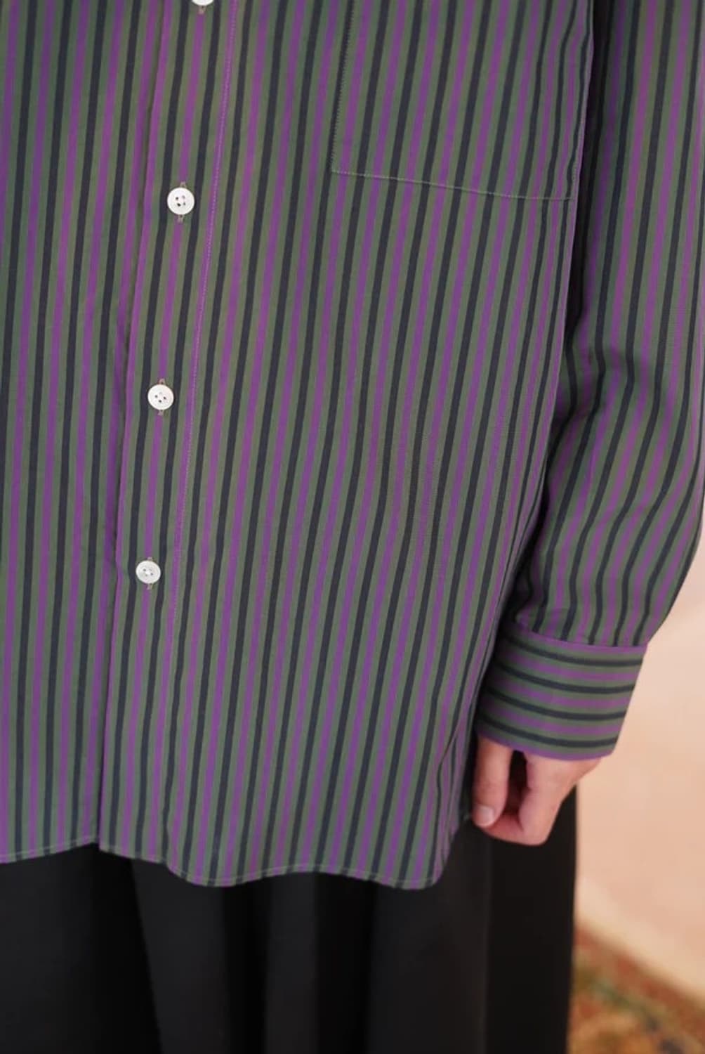 크리스타세야 핸드메이드 클래식 스트라이프 셔츠 그레이 S사이즈 상품이미지2