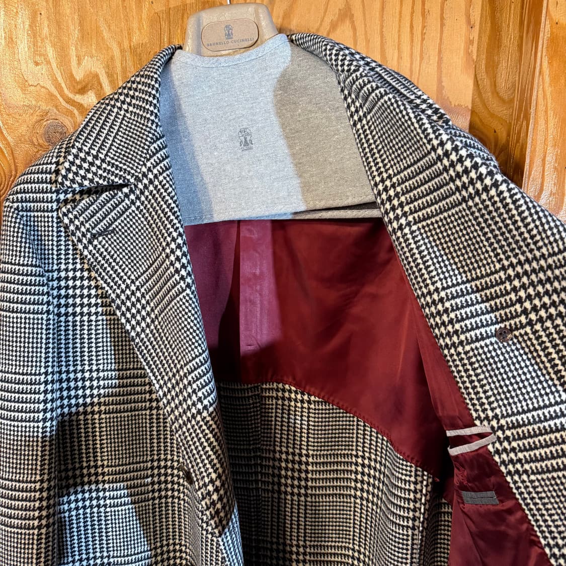 새상품) 브루넬로 쿠치넬리 2024 f/w 더블 브레스트 글렌 체크 코트 상품이미지5