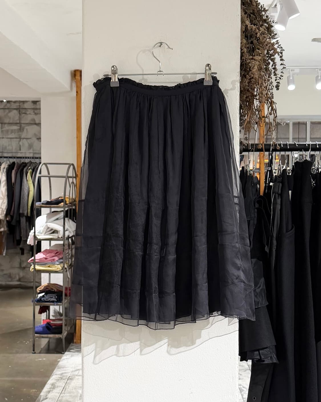 질샌더 블랙 실크 레이어드 셔링 미디 스커트 상품이미지4